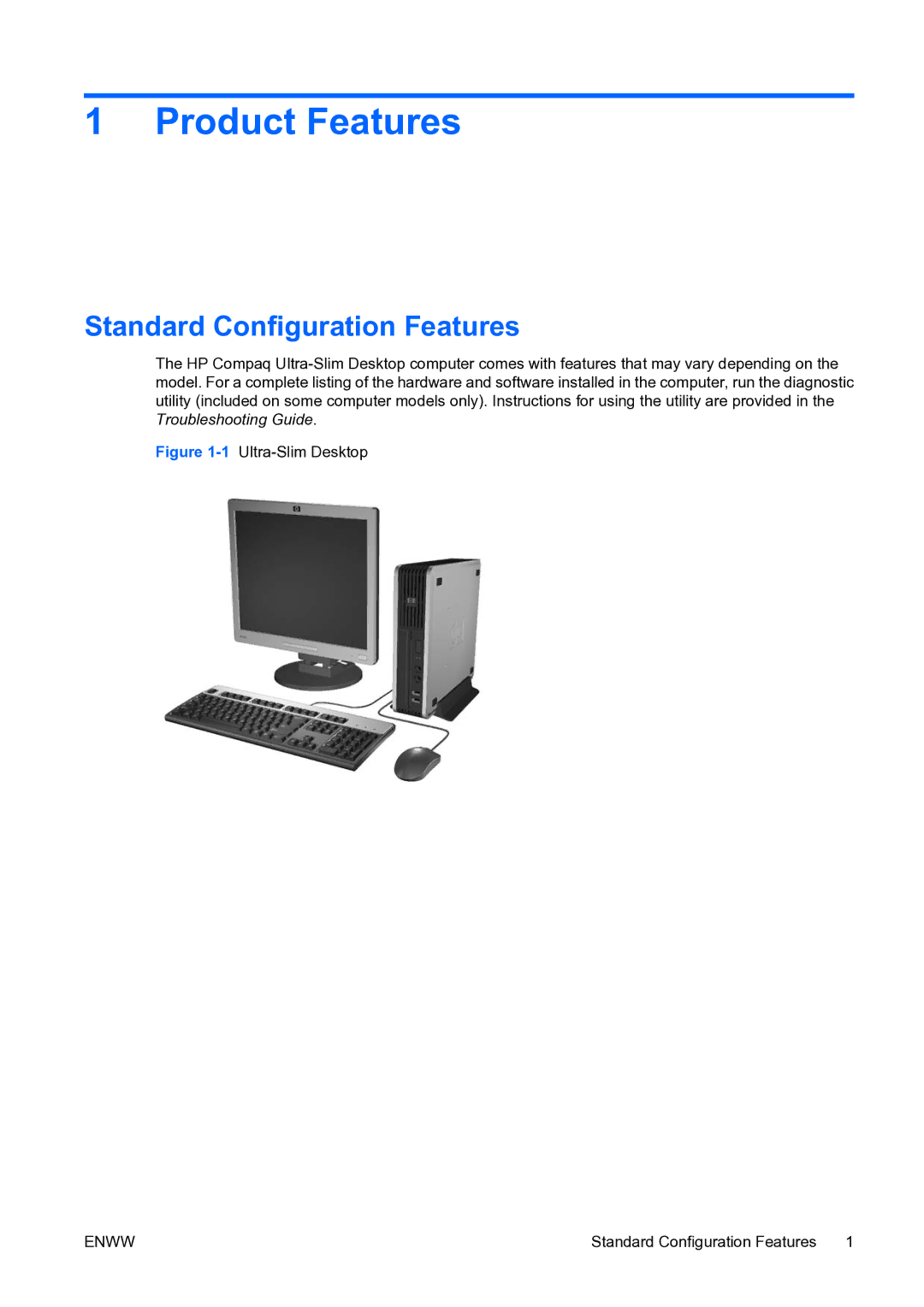 HP dc7800 manual Product Features, Standard Configuration Features 