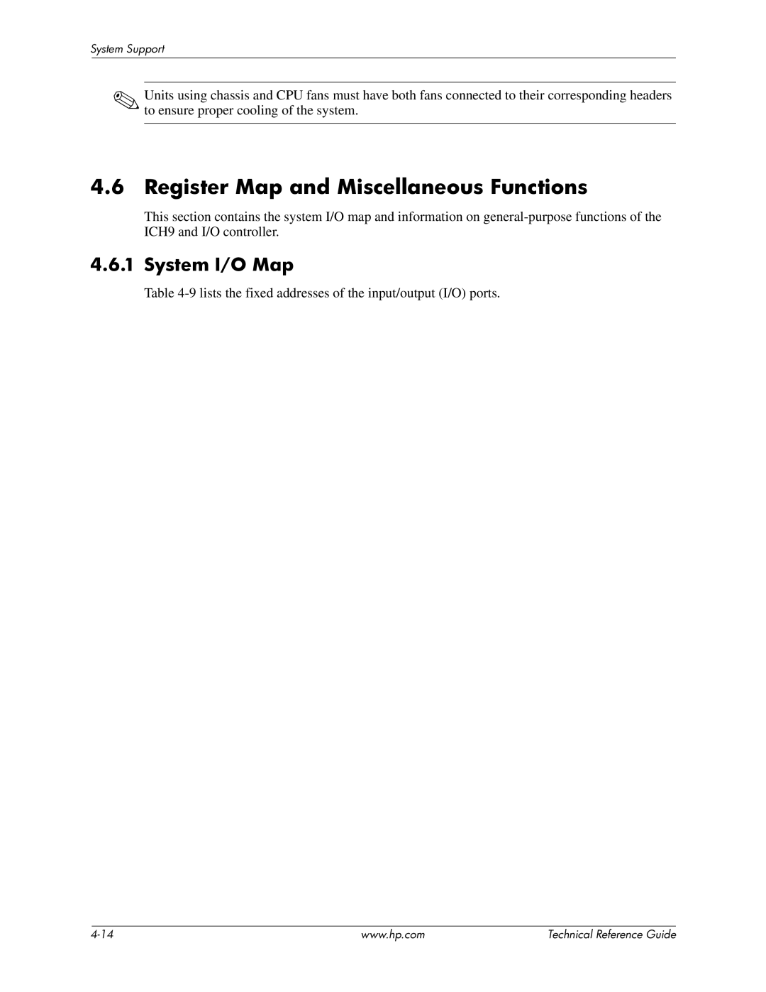 HP dc7800 manual Register Map and Miscellaneous Functions, System I/O Map 