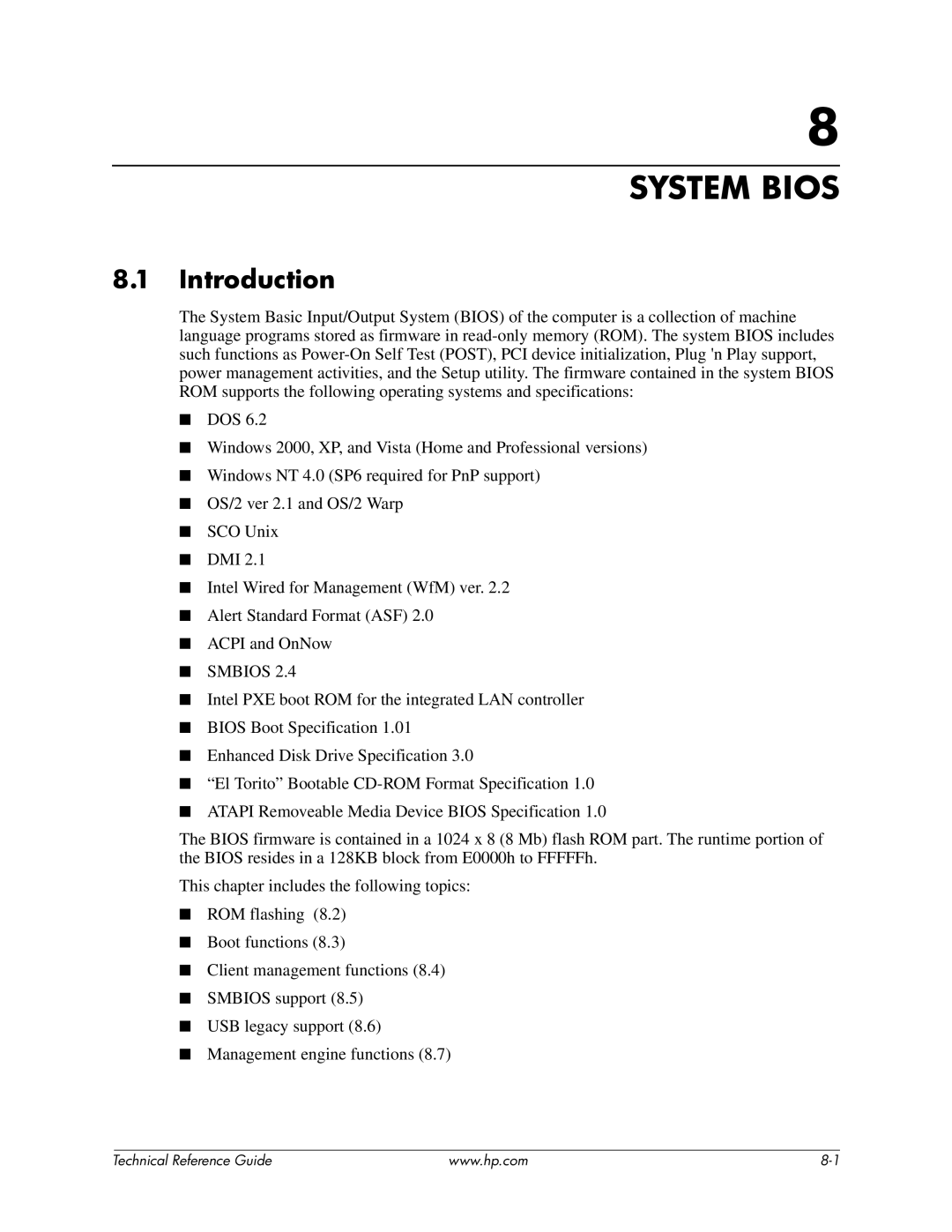 HP dc7800 manual System Bios 