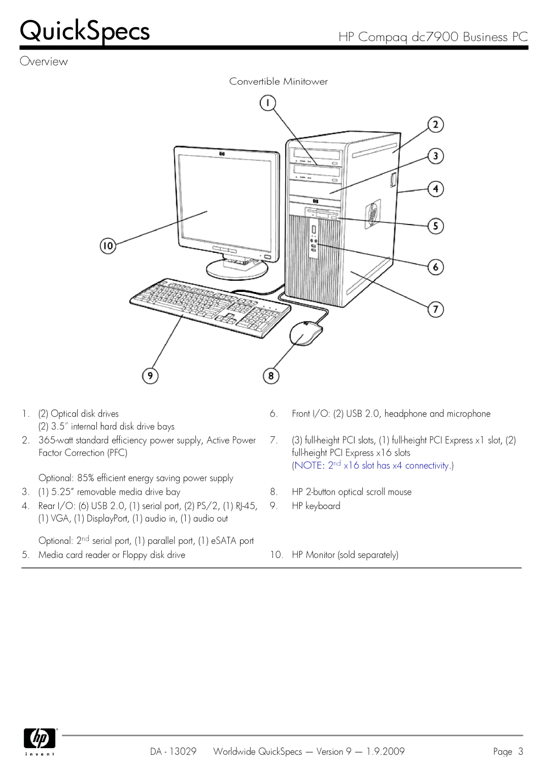 HP Dc7900 dc7900 manual QuickSpecs 