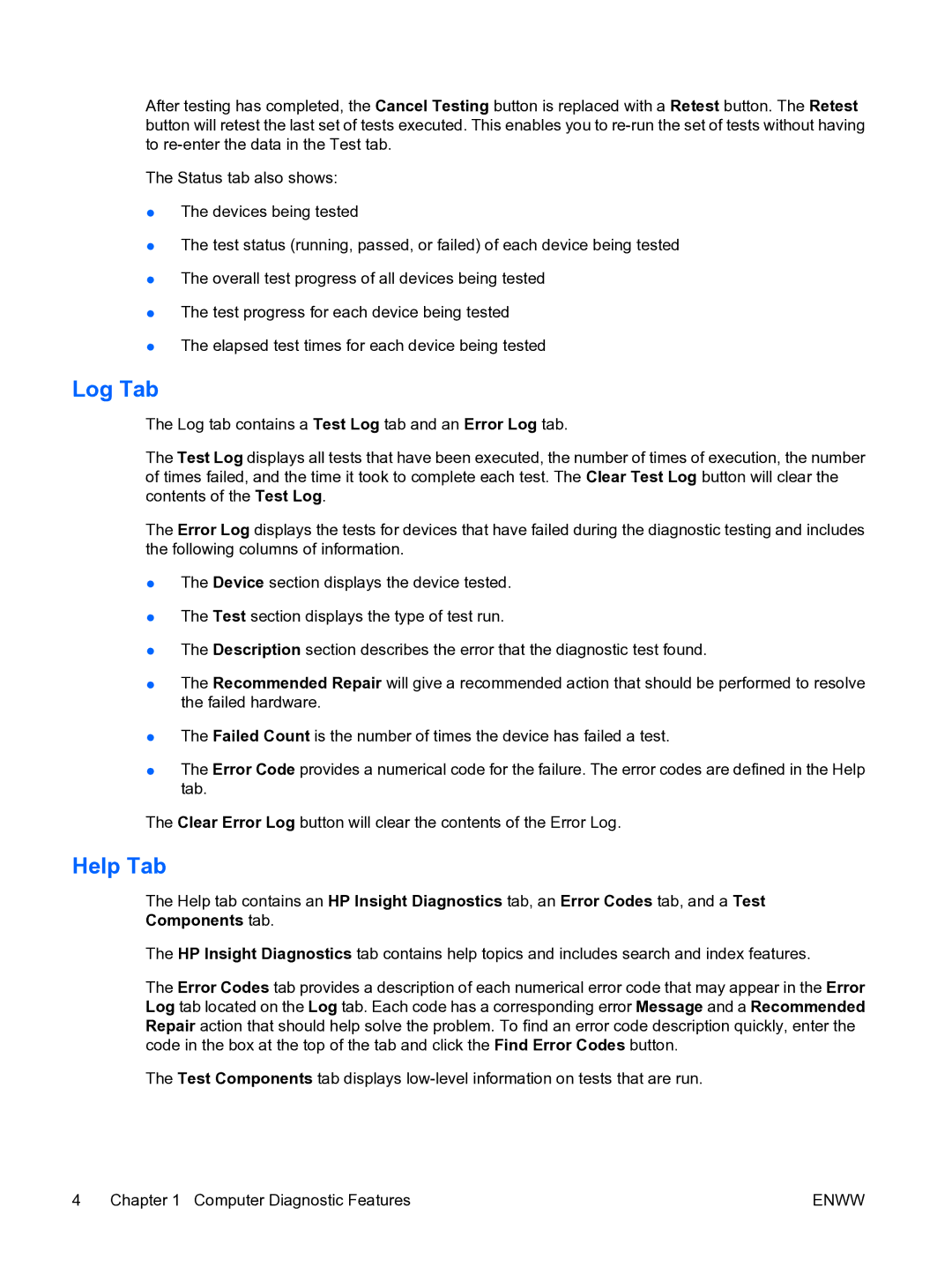 HP dc7900 manual Log Tab 