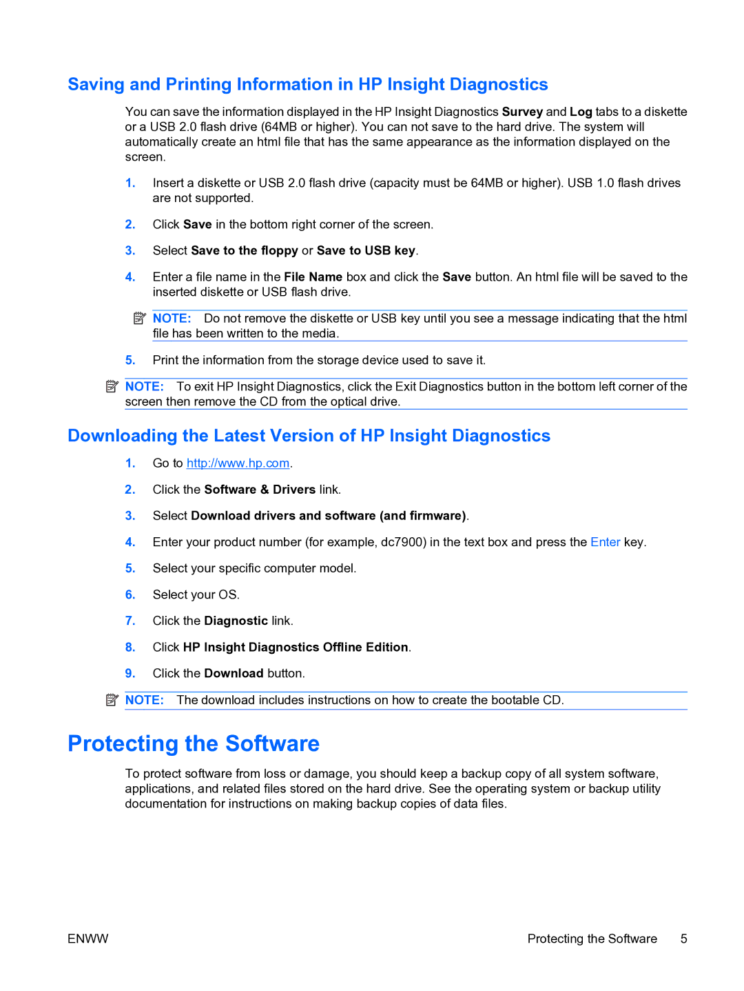 HP dc7900 manual Protecting the Software, Click the Download button 