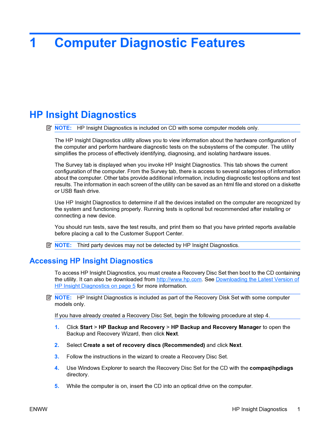 HP dc7900 manual HP Insight Diagnostics 