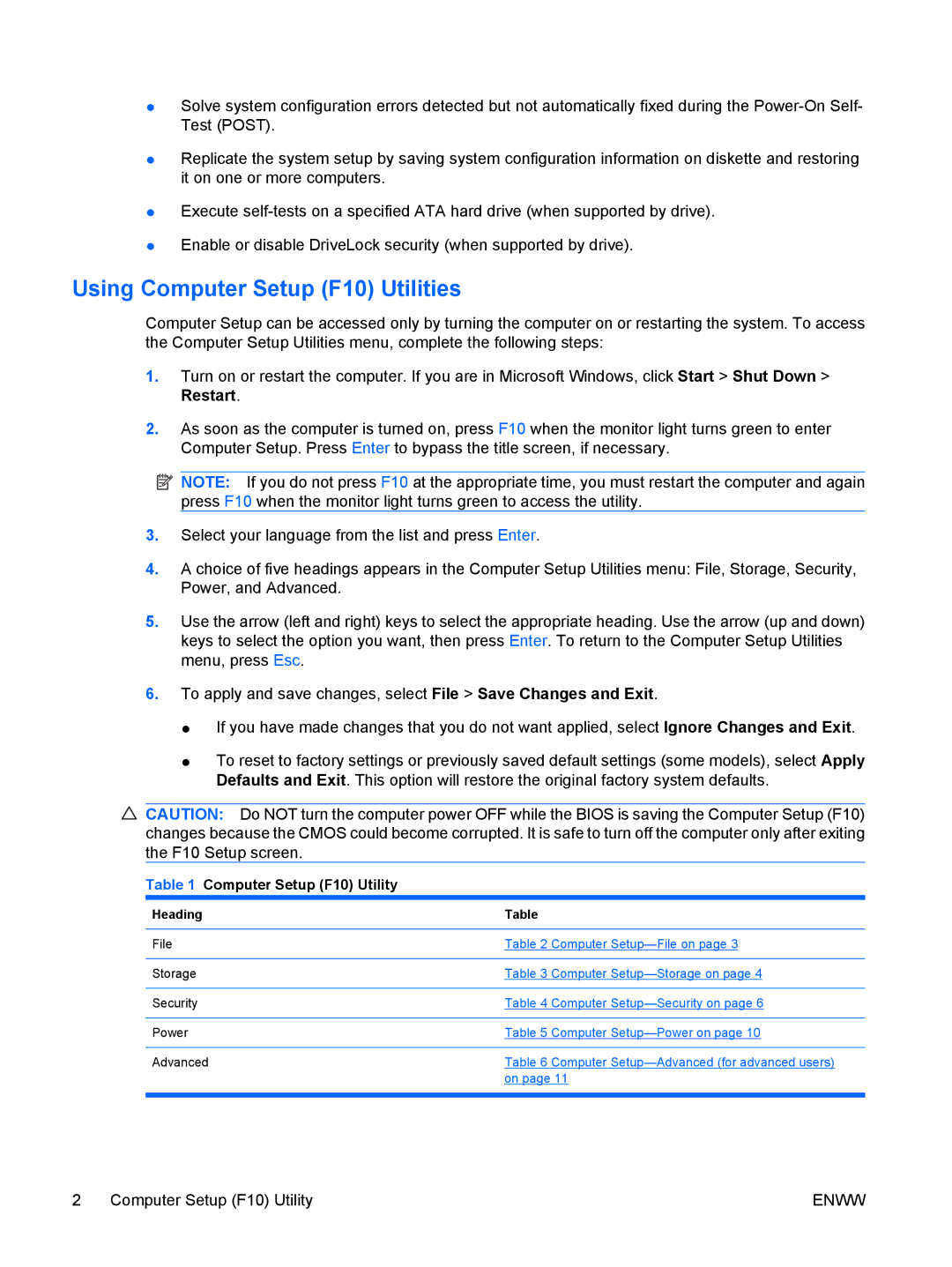 HP dc7900 manual Using Computer Setup F10 Utilities, Computer Setup F10 Utility 