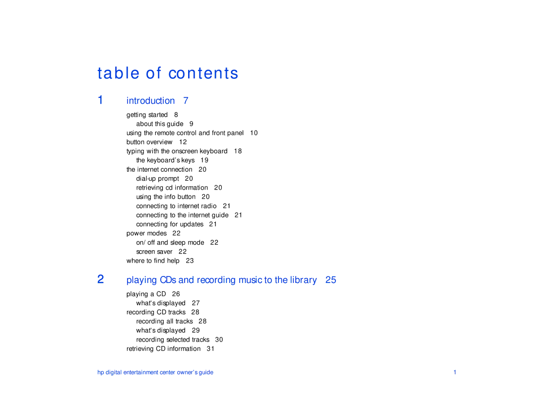 HP de100c manual Table of contents 