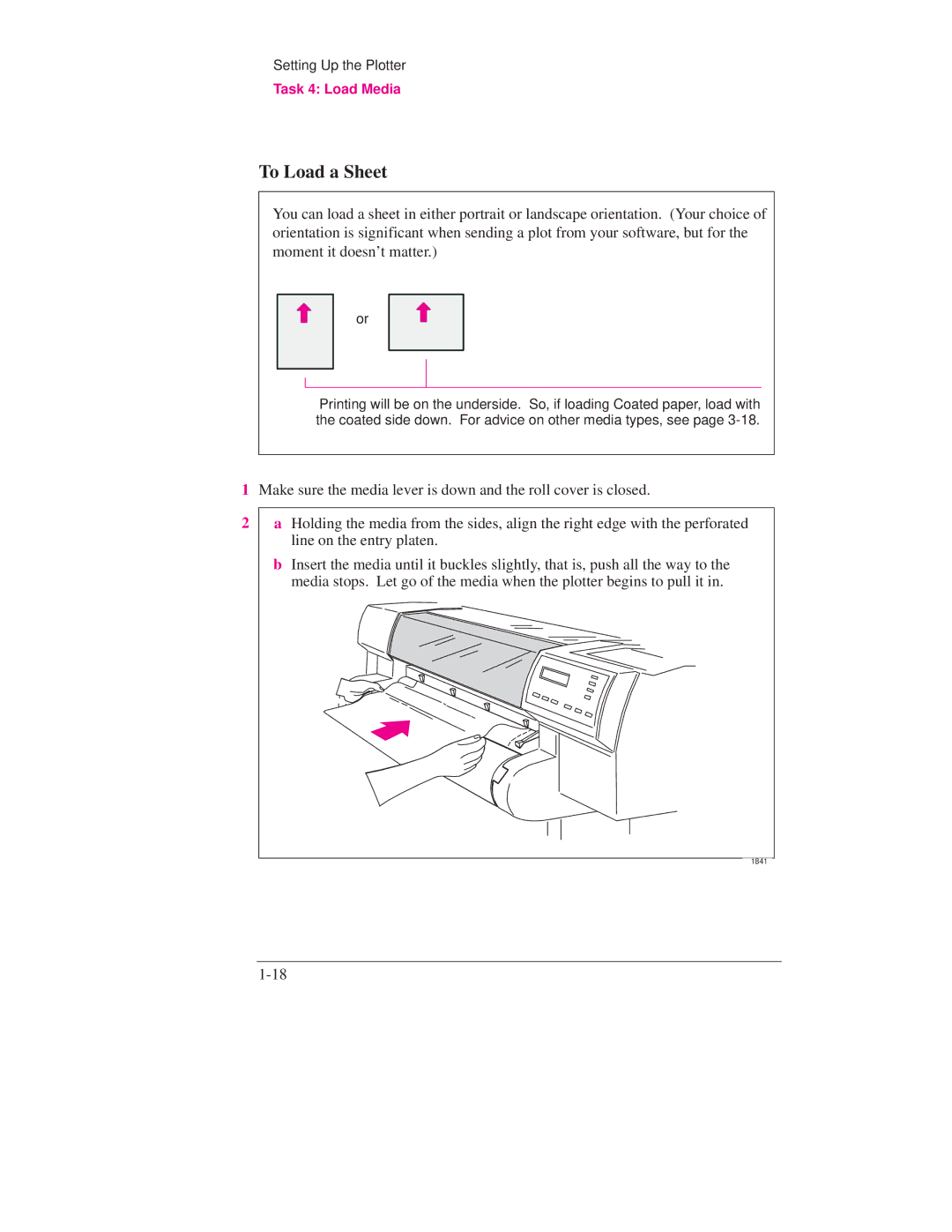 HP Design Jet Plotter 700, Design Jet Plotter 750C Plus manual To Load a Sheet 