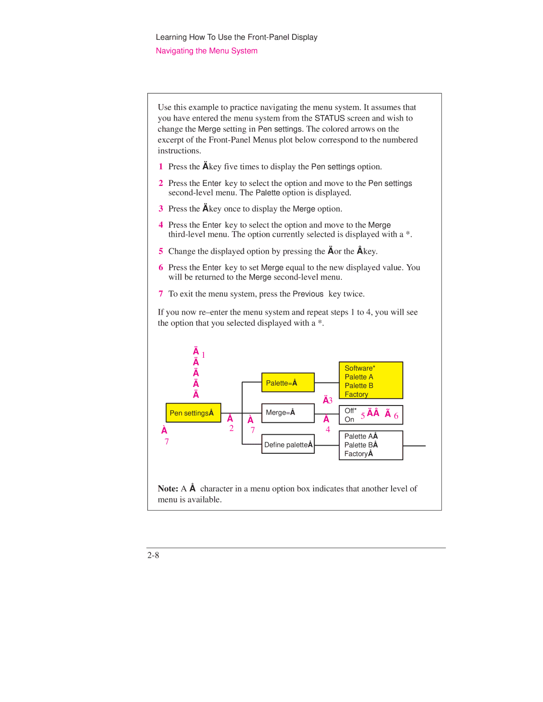 HP Design Jet Plotter 700, Design Jet Plotter 750C Plus manual Palette= ³ Pen settings ³ Merge= ³ Define palette ³ 