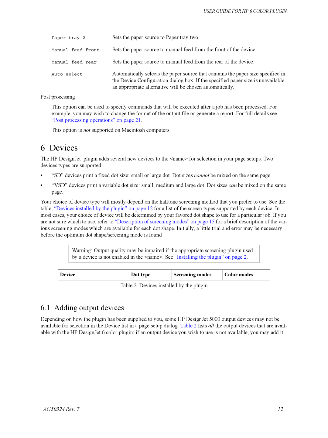 HP Designget AG5234 Rev. 7 manual Devices, Adding output devices 