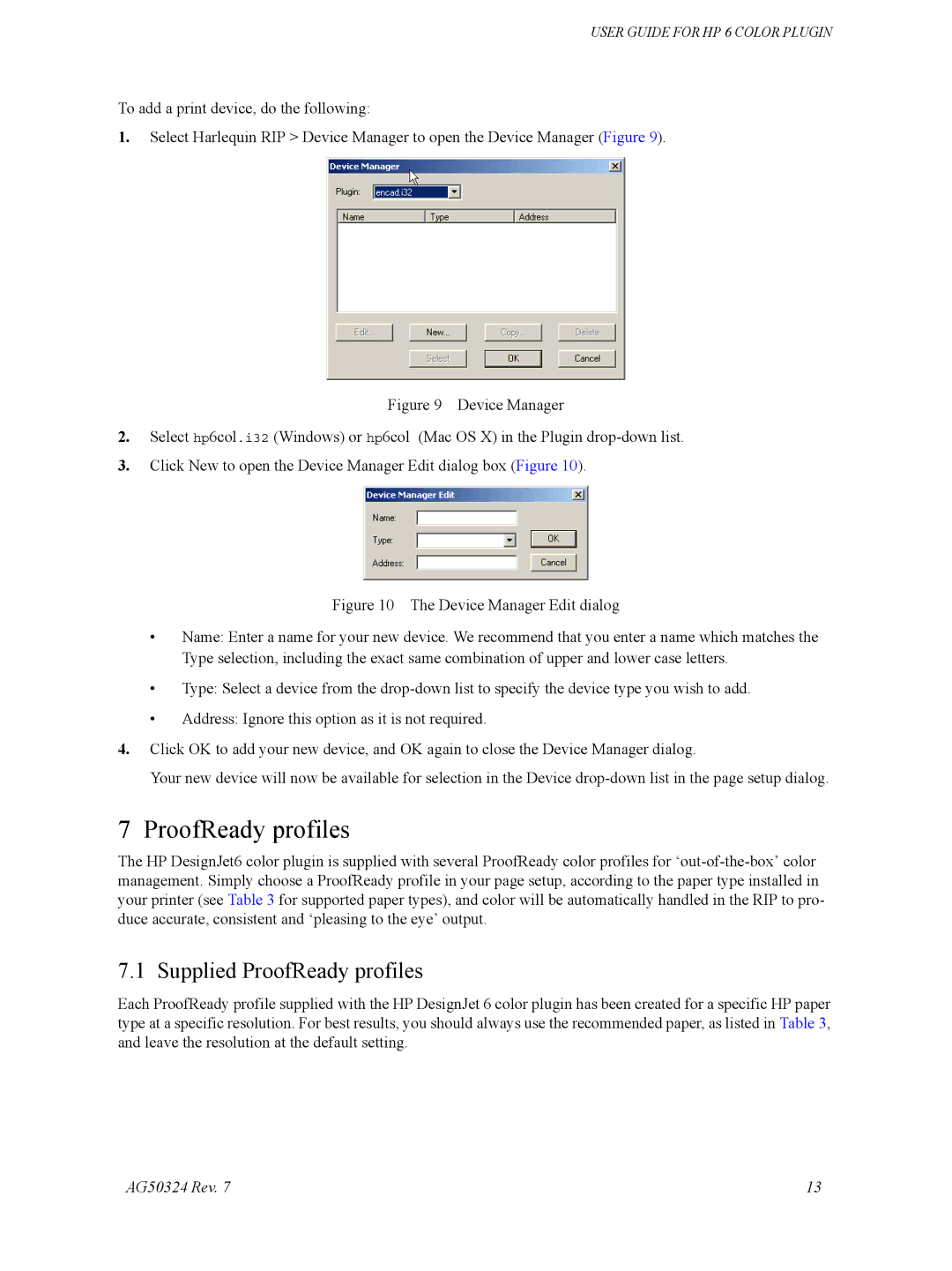 HP Designget AG5234 Rev. 7 manual Supplied ProofReady profiles 