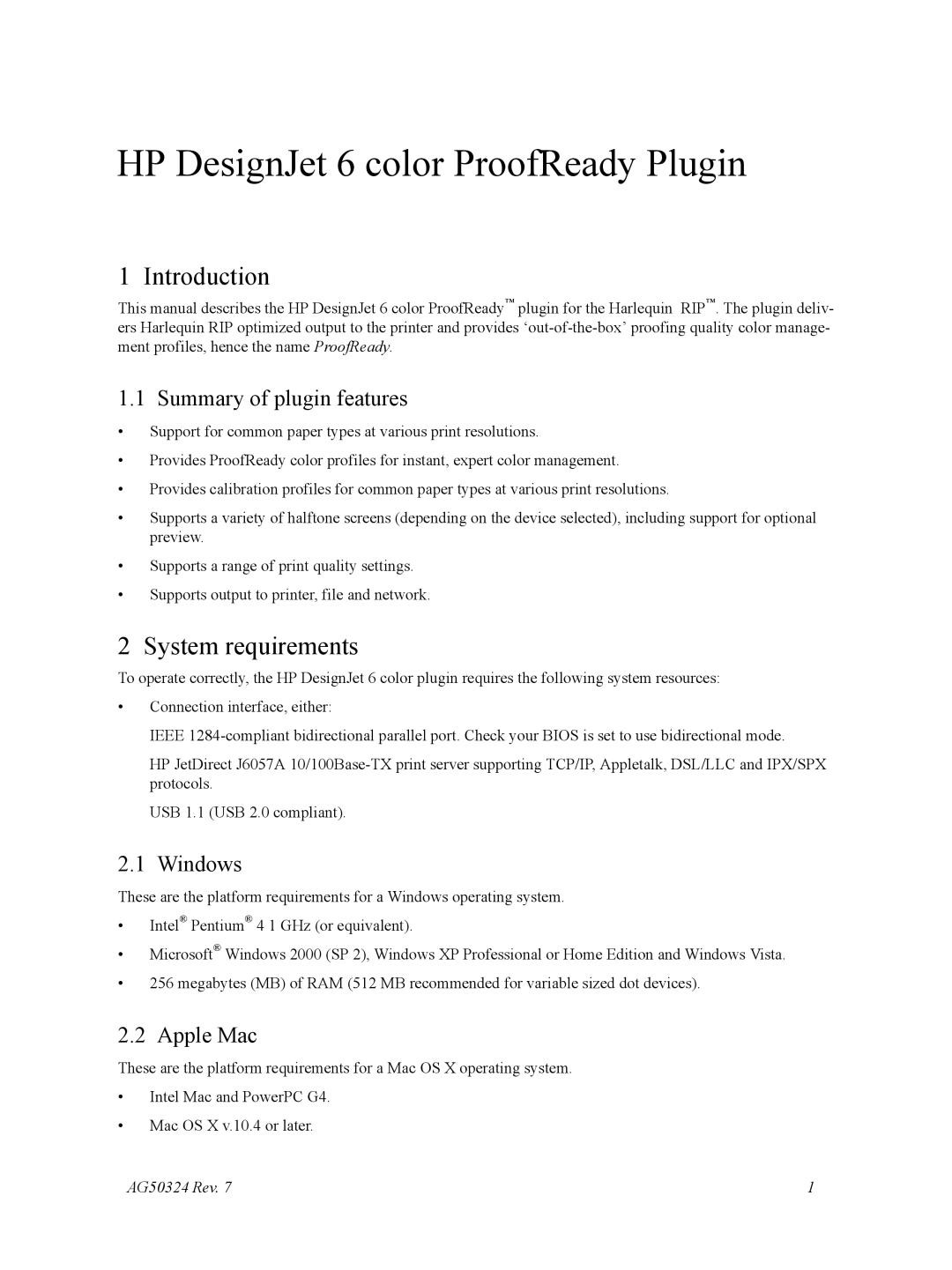 HP Designget AG5234 Rev. 7 manual Introduction, System requirements, Summary of plugin features, Windows, Apple Mac 