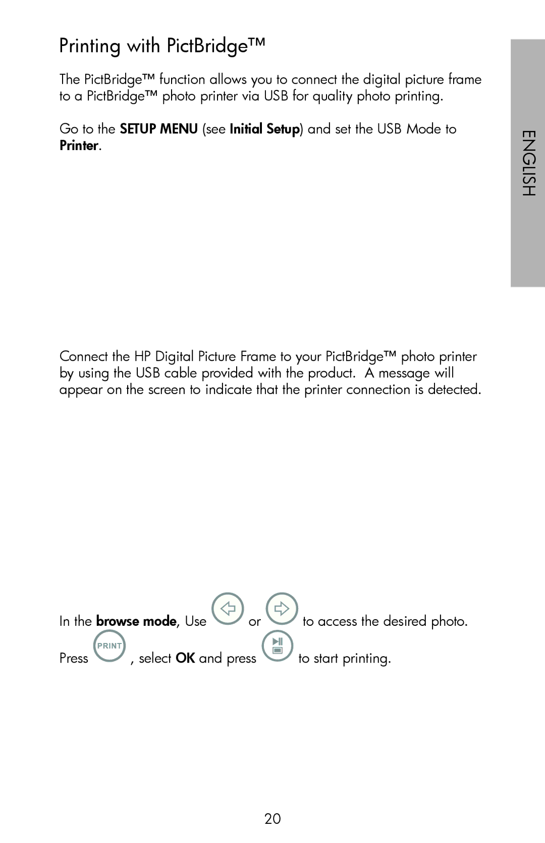 HP DF720, DF1000, DF780 manual Printing with PictBridge 