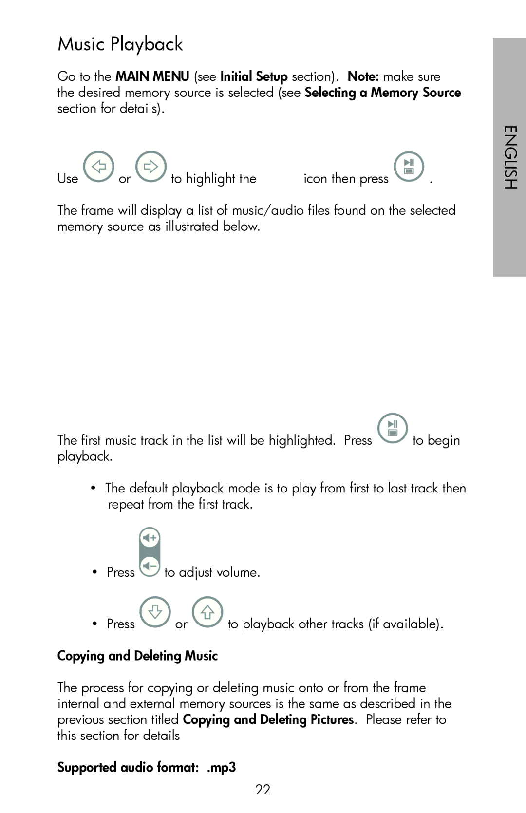 HP DF780, DF720, DF1000 manual Music Playback 