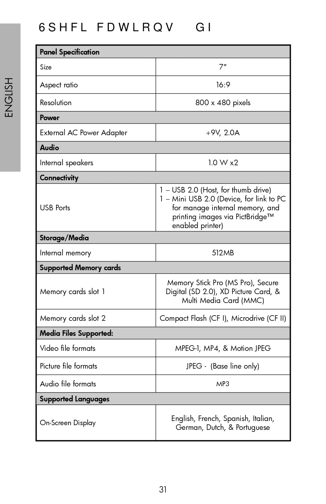 HP DF780, DF720, DF1000 manual Specifications df780 