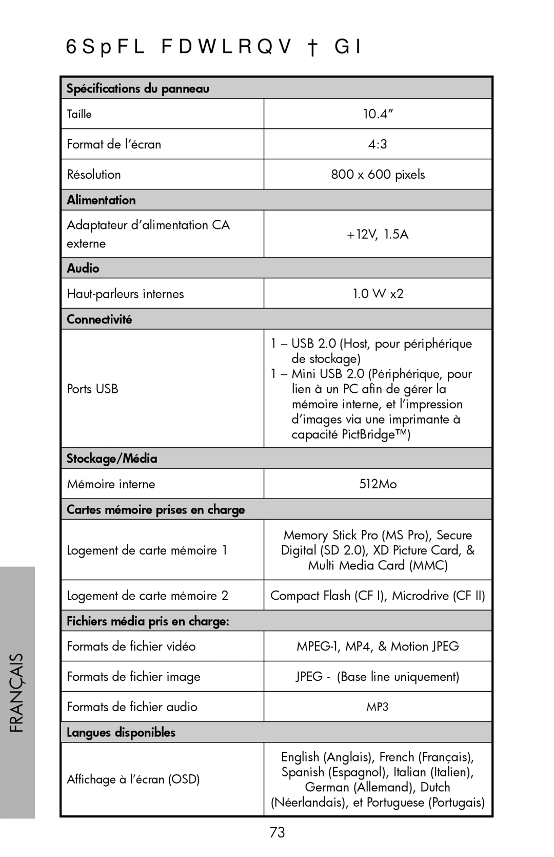 HP DF780, DF720, DF1000 manual Spécifications df1000 