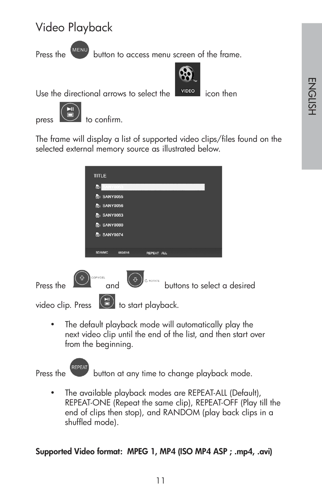 HP df750 manual Video Playback 