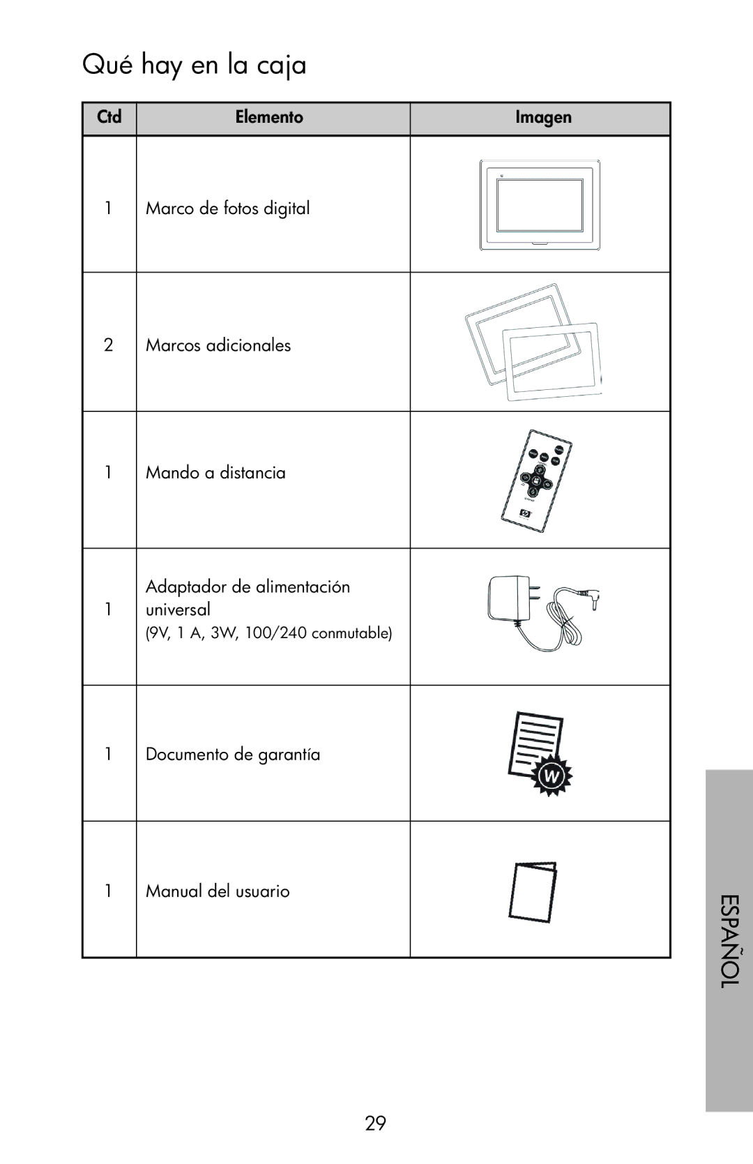 HP df750 manual Qué hay en la caja 