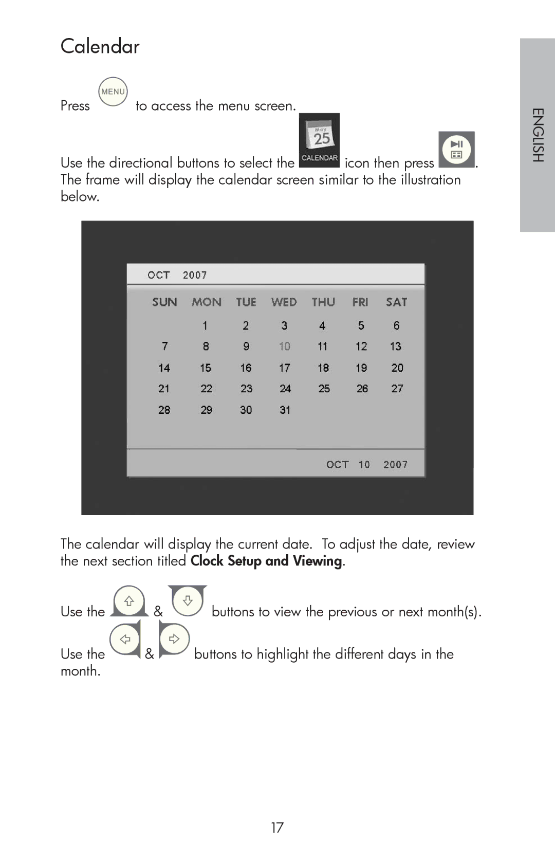 HP DF800 manual Calendar 