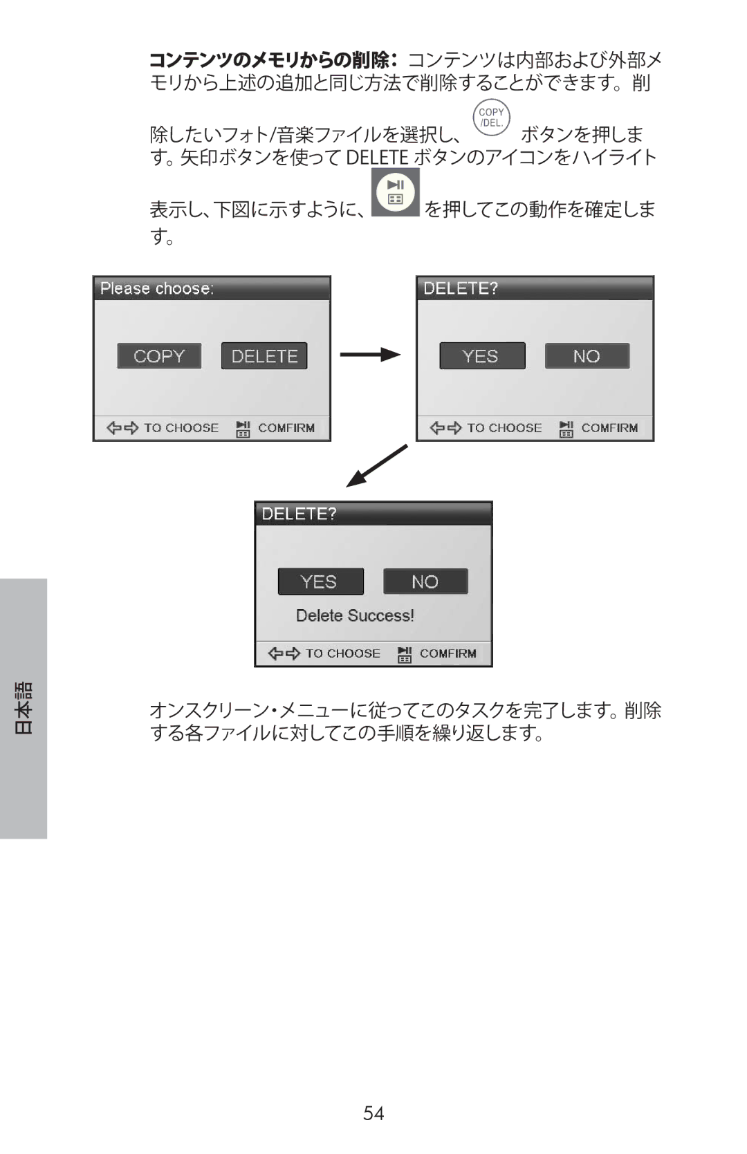 HP DF800 manual コンテンツのメモリからの削除： コンテンツは内部および外部メ モリから上述の追加と同じ方法で削除することができます。削 