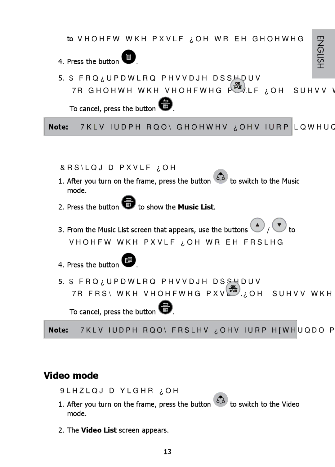 HP DF808 manual Video mode, Copying a music file, Viewing a video file 