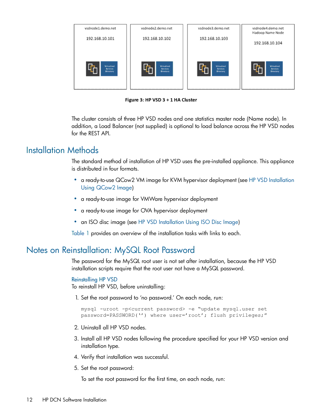 HP Distributed Cloud Networking manual Installation Methods, Reinstalling HP VSD 