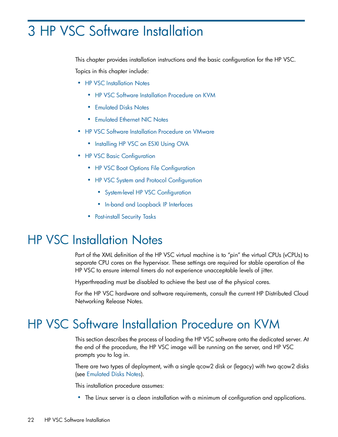 HP Distributed Cloud Networking manual HP VSC Software Installation, HP VSC Installation Notes 