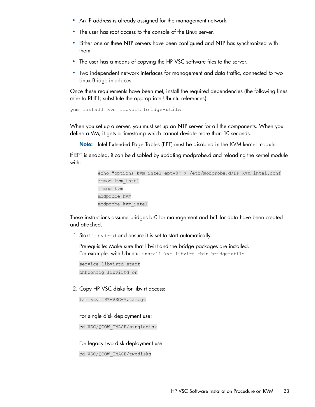 HP Distributed Cloud Networking manual Copy HP VSC disks for libvirt access, For single disk deployment use 