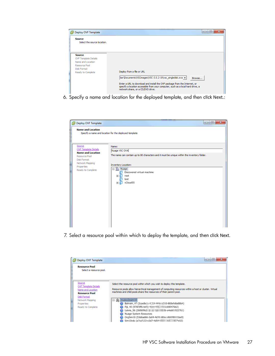 HP Distributed Cloud Networking manual HP VSC Software Installation Procedure on VMware 