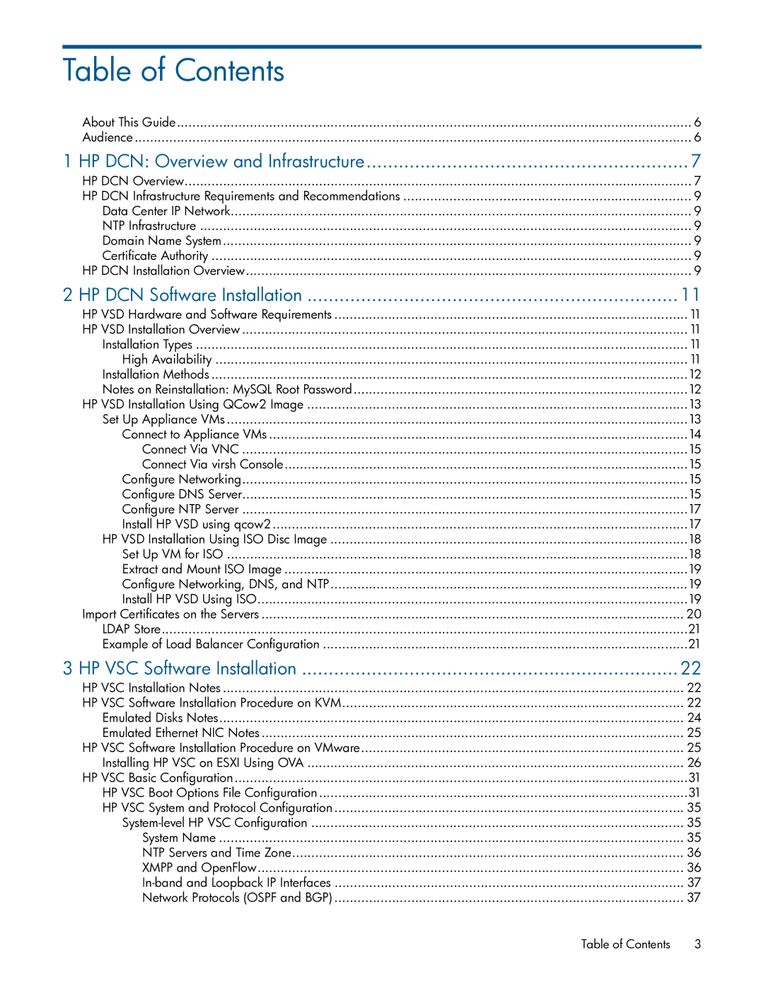 HP Distributed Cloud Networking manual Table of Contents 