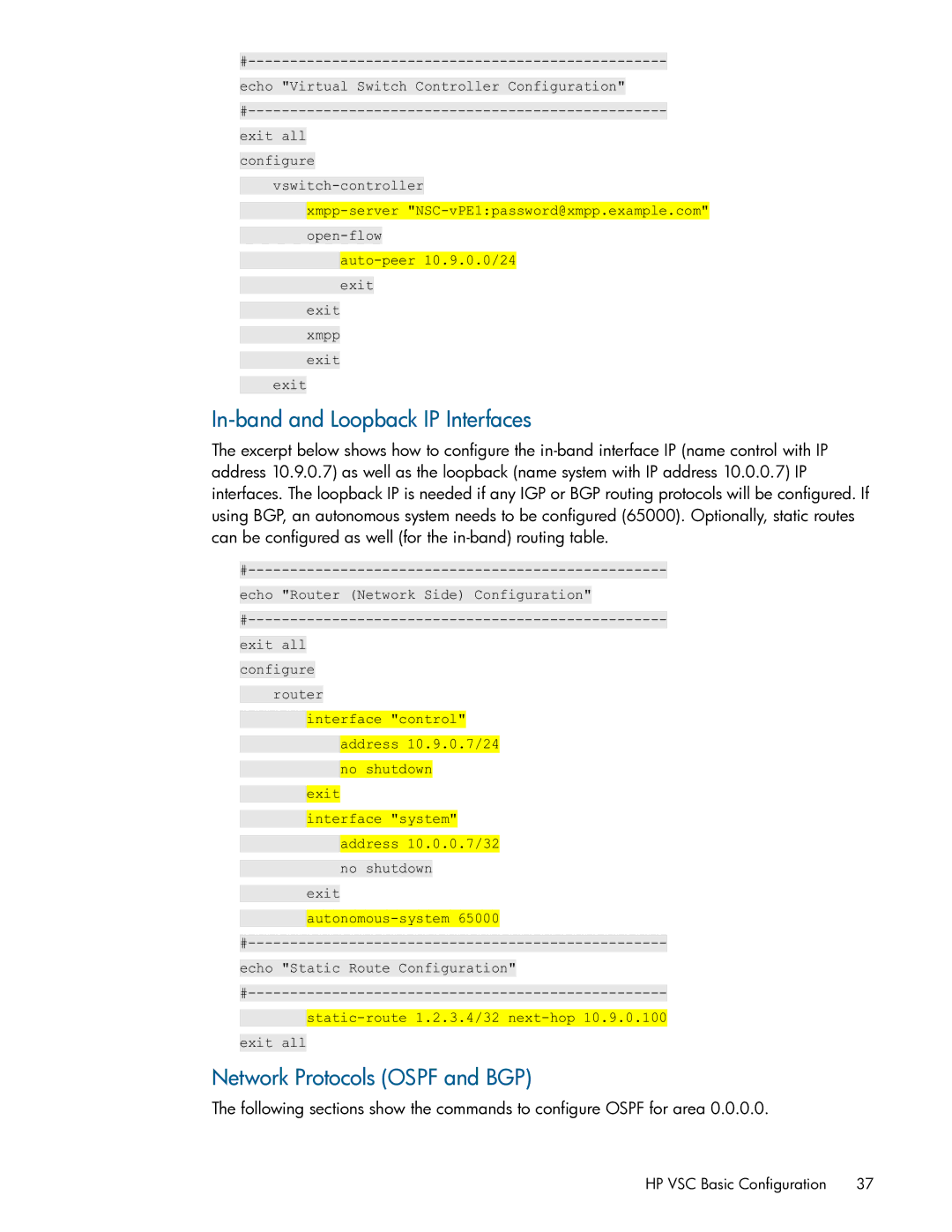 HP Distributed Cloud Networking manual In-band and Loopback IP Interfaces 