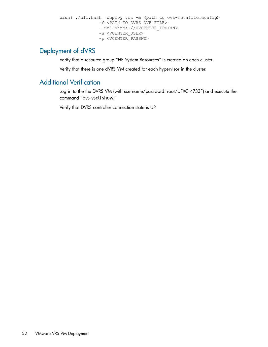 HP Distributed Cloud Networking manual Deployment of dVRS, Additional Verification 