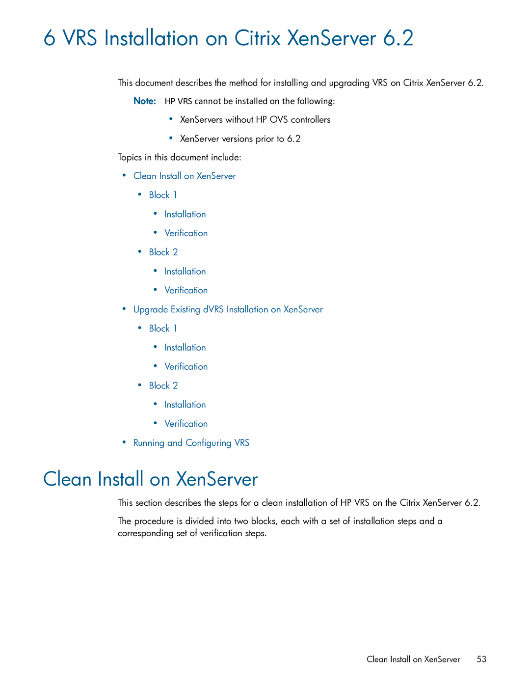 HP Distributed Cloud Networking manual VRS Installation on Citrix XenServer, Clean Install on XenServer 