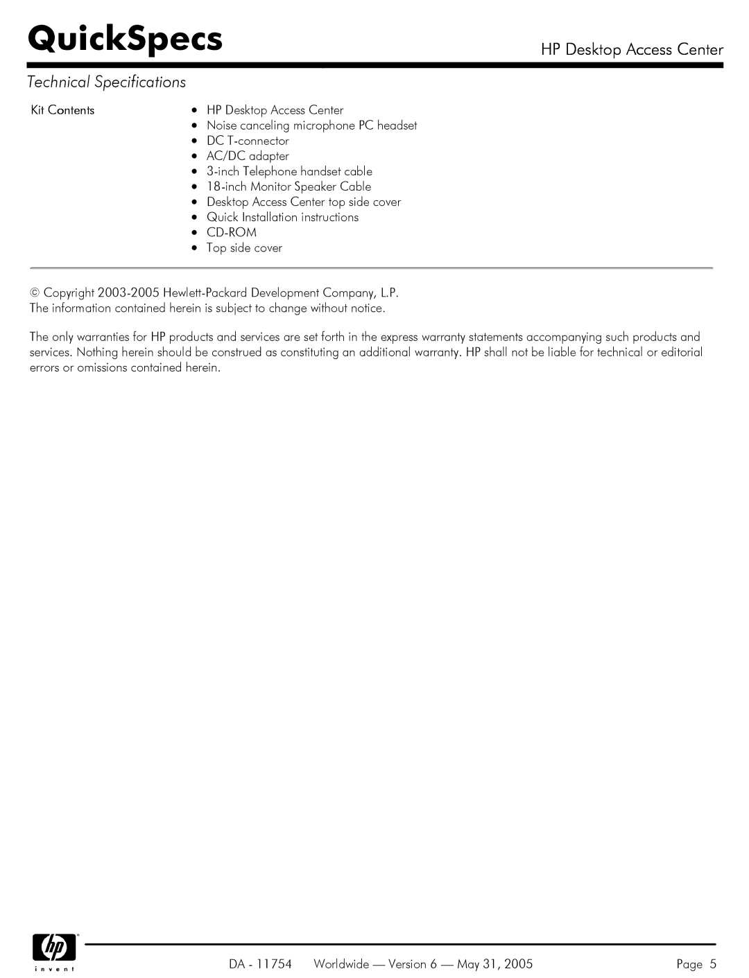 HP DK985A manual Kit Contents 