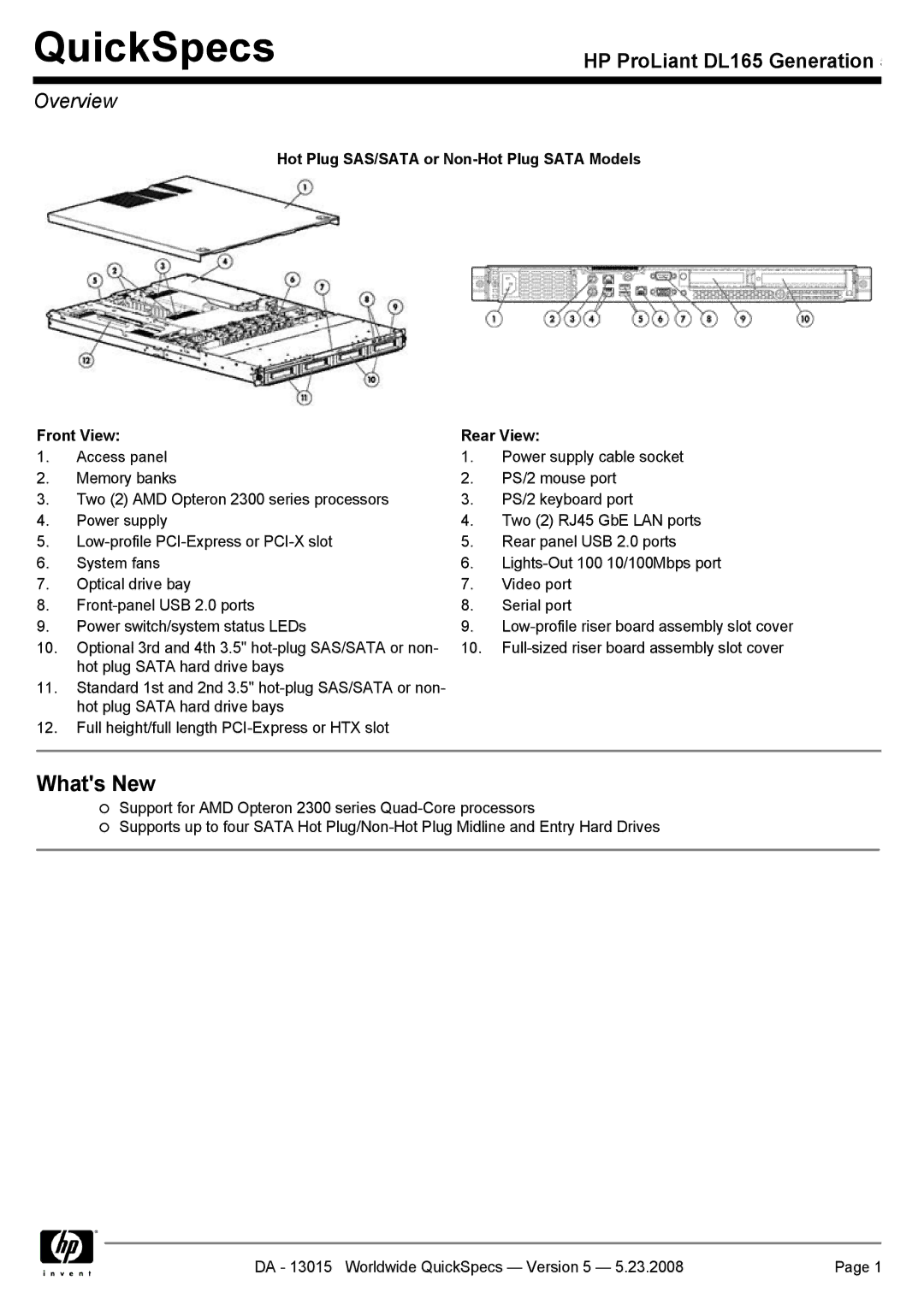 HP DL165 manual Whats New, Overview 