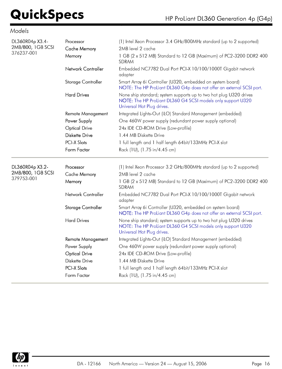 HP DL360 manual 376237-001 