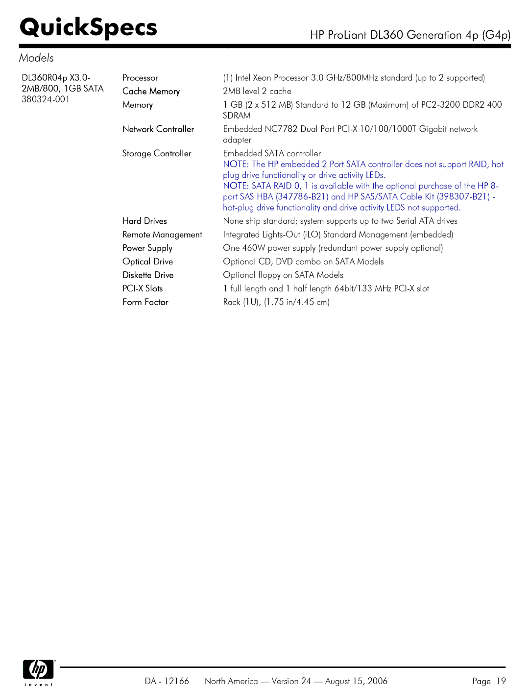 HP DL360 manual 380324-001 