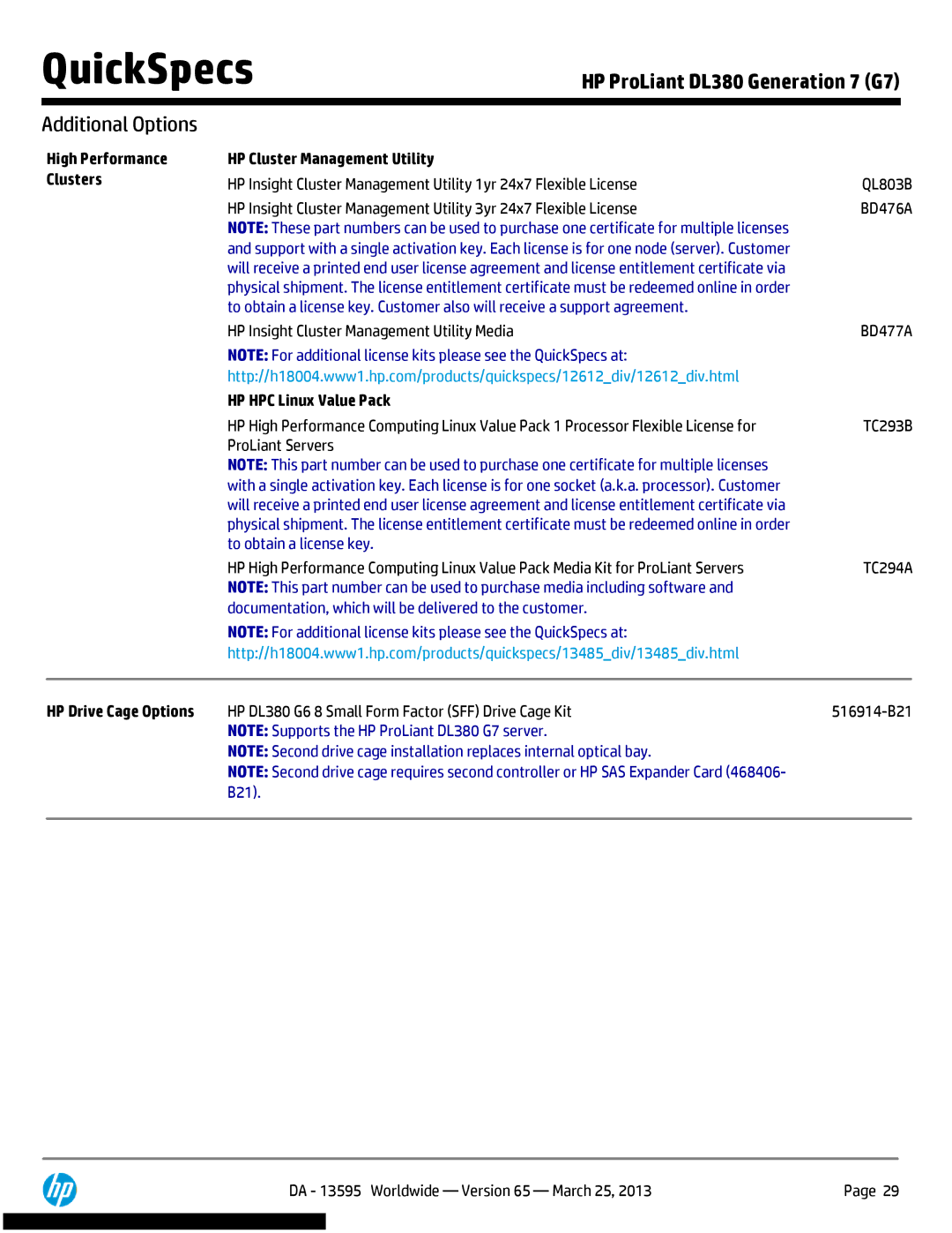 HP DL380 Generation 7 (G7) manual HP Cluster Management Utility, HP HPC Linux Value Pack, To obtain a license key 