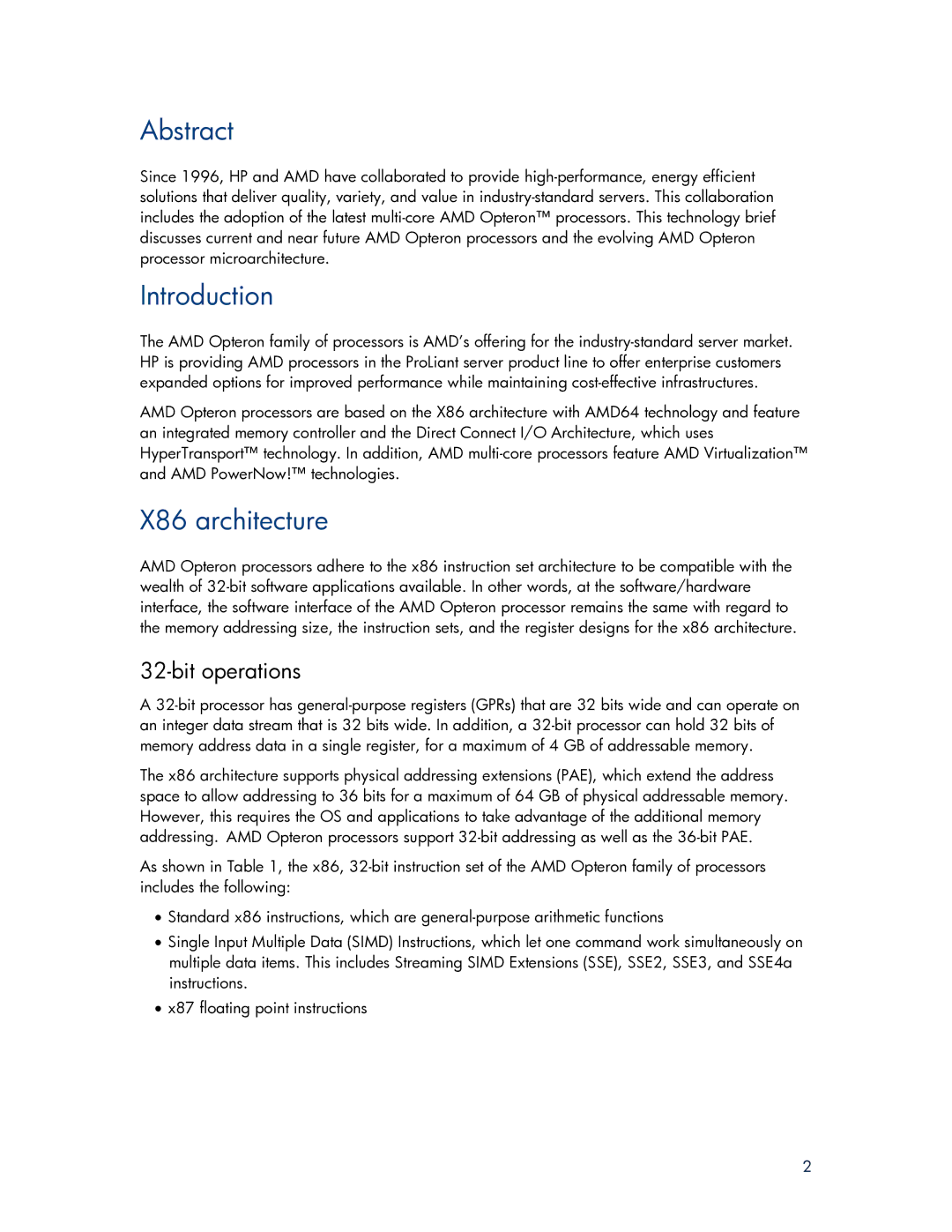 HP DL585 - - G2 manual Abstract, Introduction, X86 architecture, Bit operations 