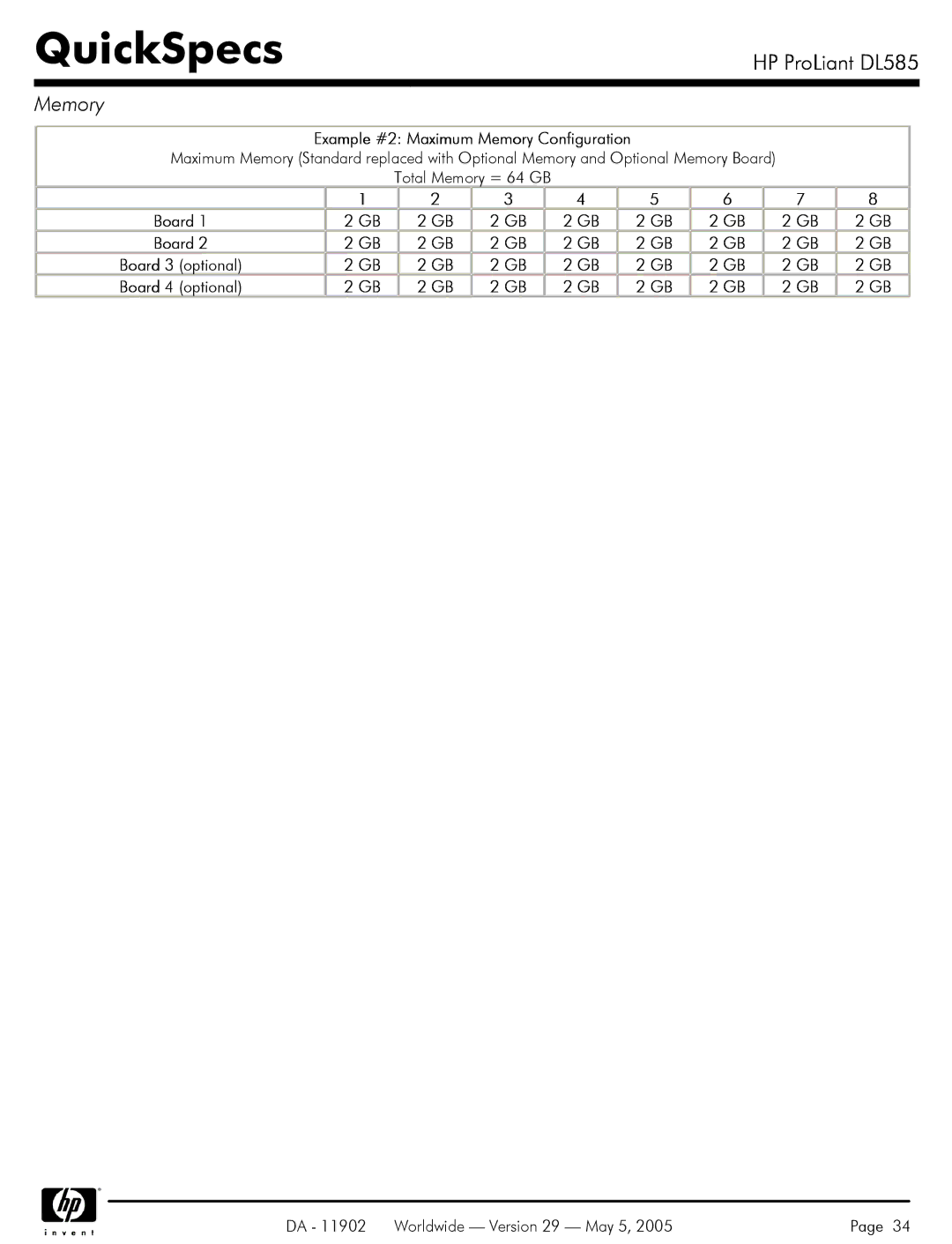 HP DL585 manual Example #2 Maximum Memory Configuration 