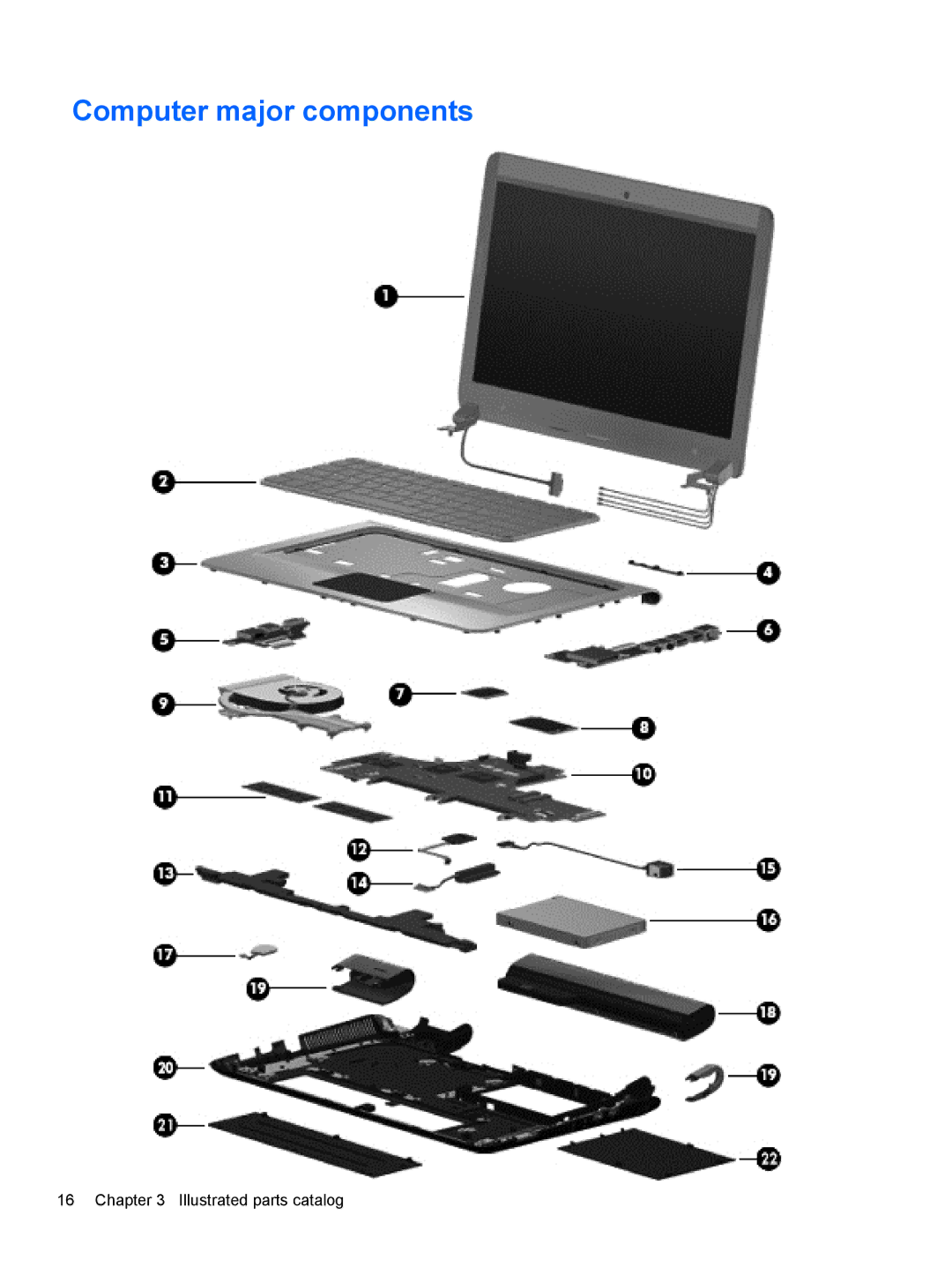 HP DM3 manual Computer major components, Illustrated parts catalog 