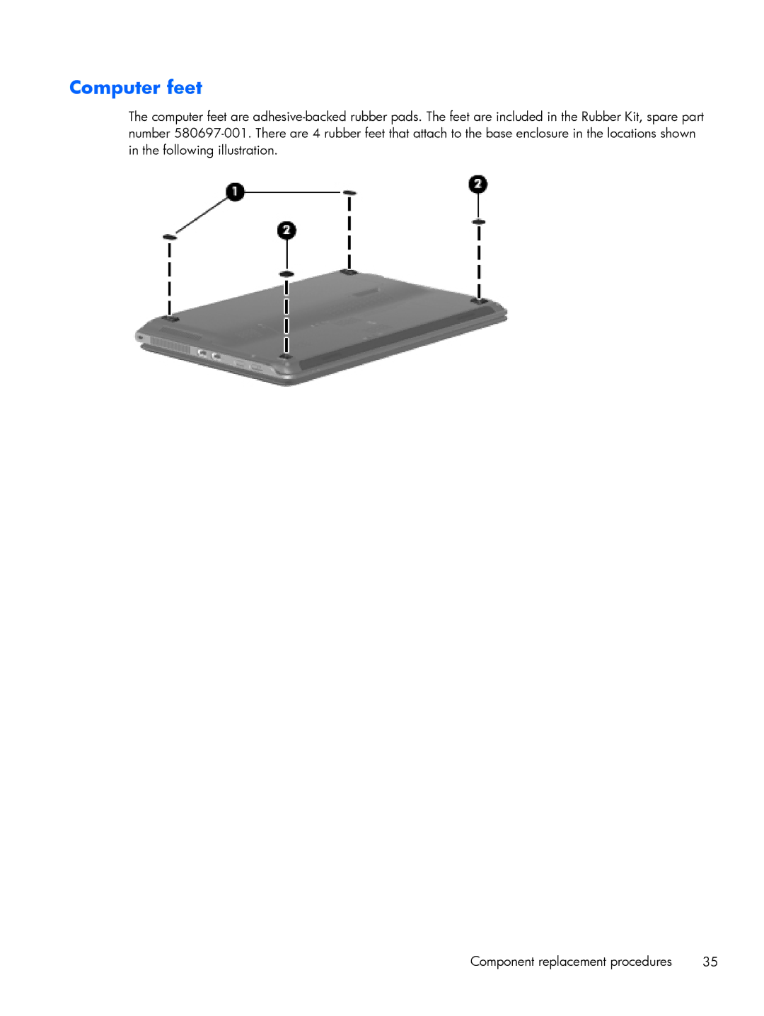 HP DM3 manual Computer feet 