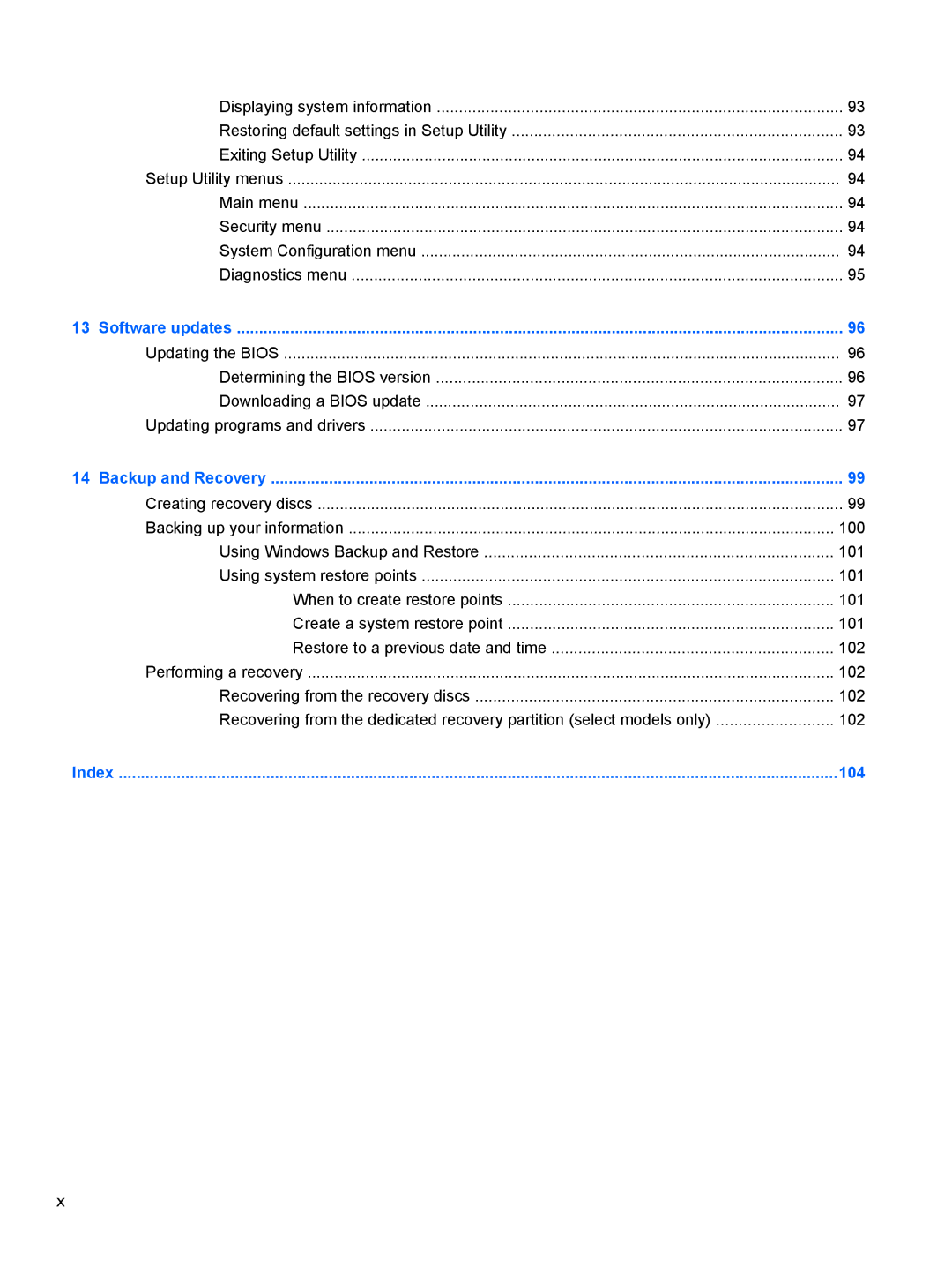 HP dm4-1162us, dm4-1160us manual 104 