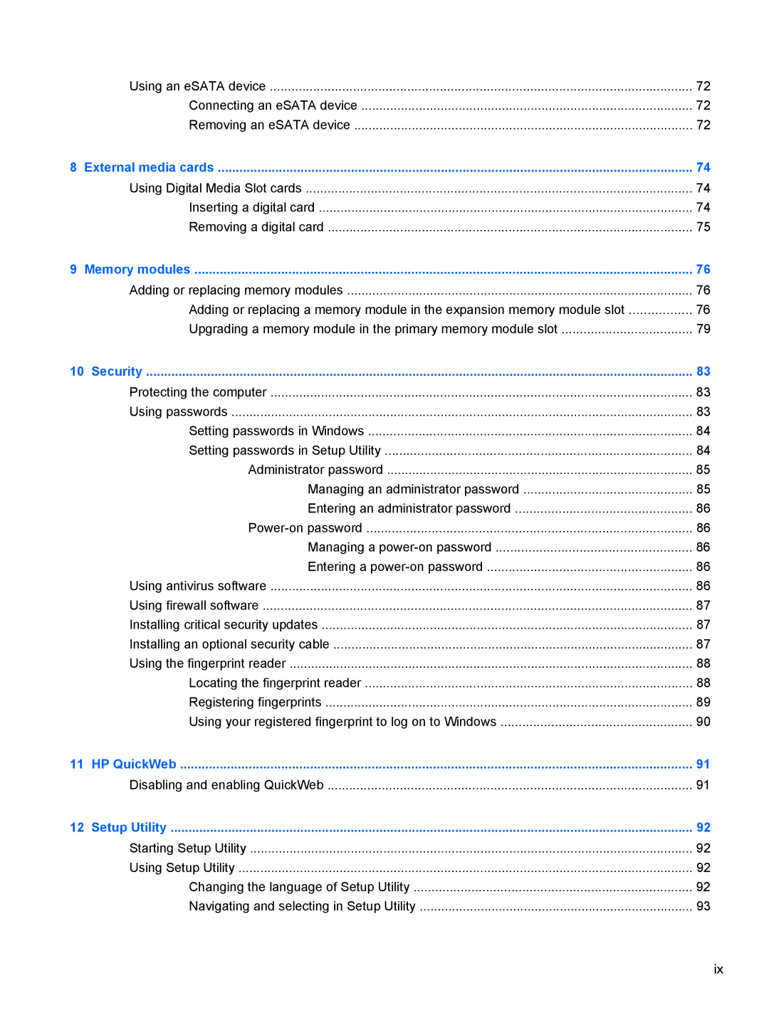 HP dm4-1160us, dm4-1162us manual Disabling and enabling QuickWeb 