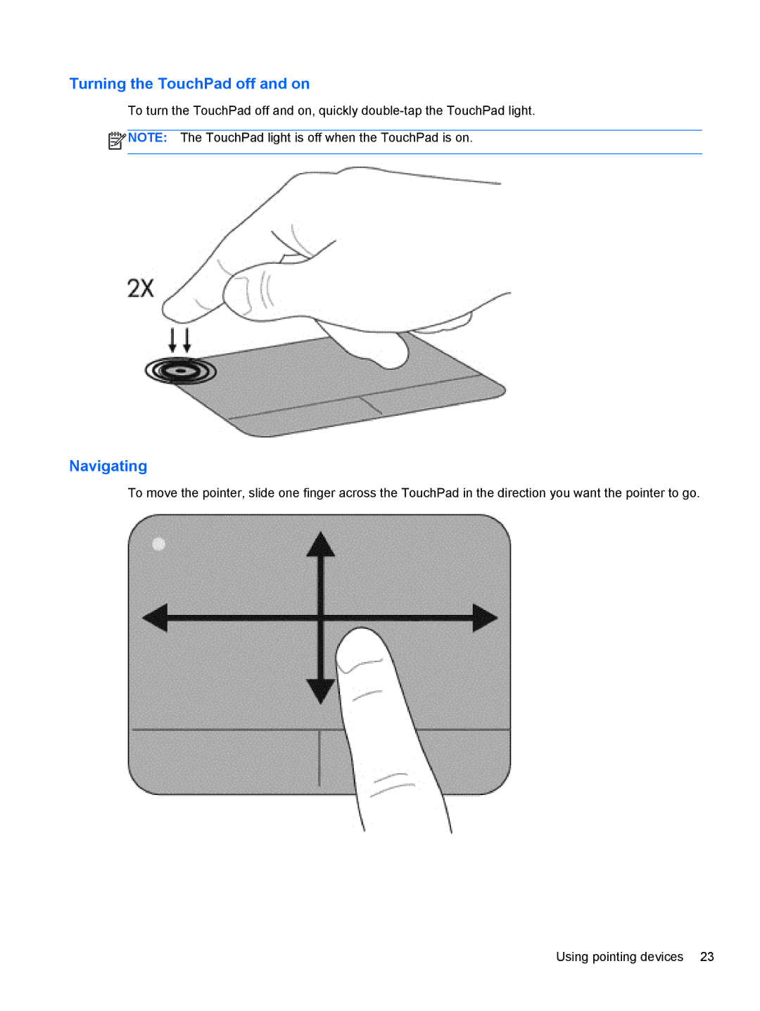 HP Dm4-2070us manual Turning the TouchPad off and on 