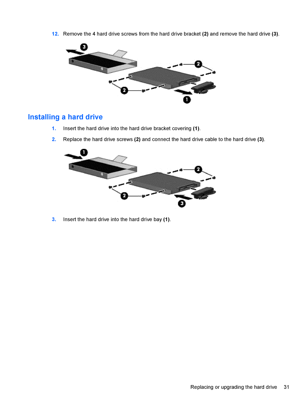 HP Dm4-2070us manual Installing a hard drive 