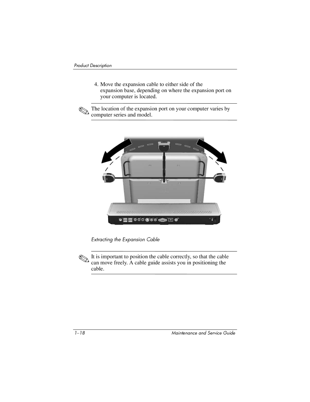 HP Docking Station XB3000 manual Extracting the Expansion Cable 