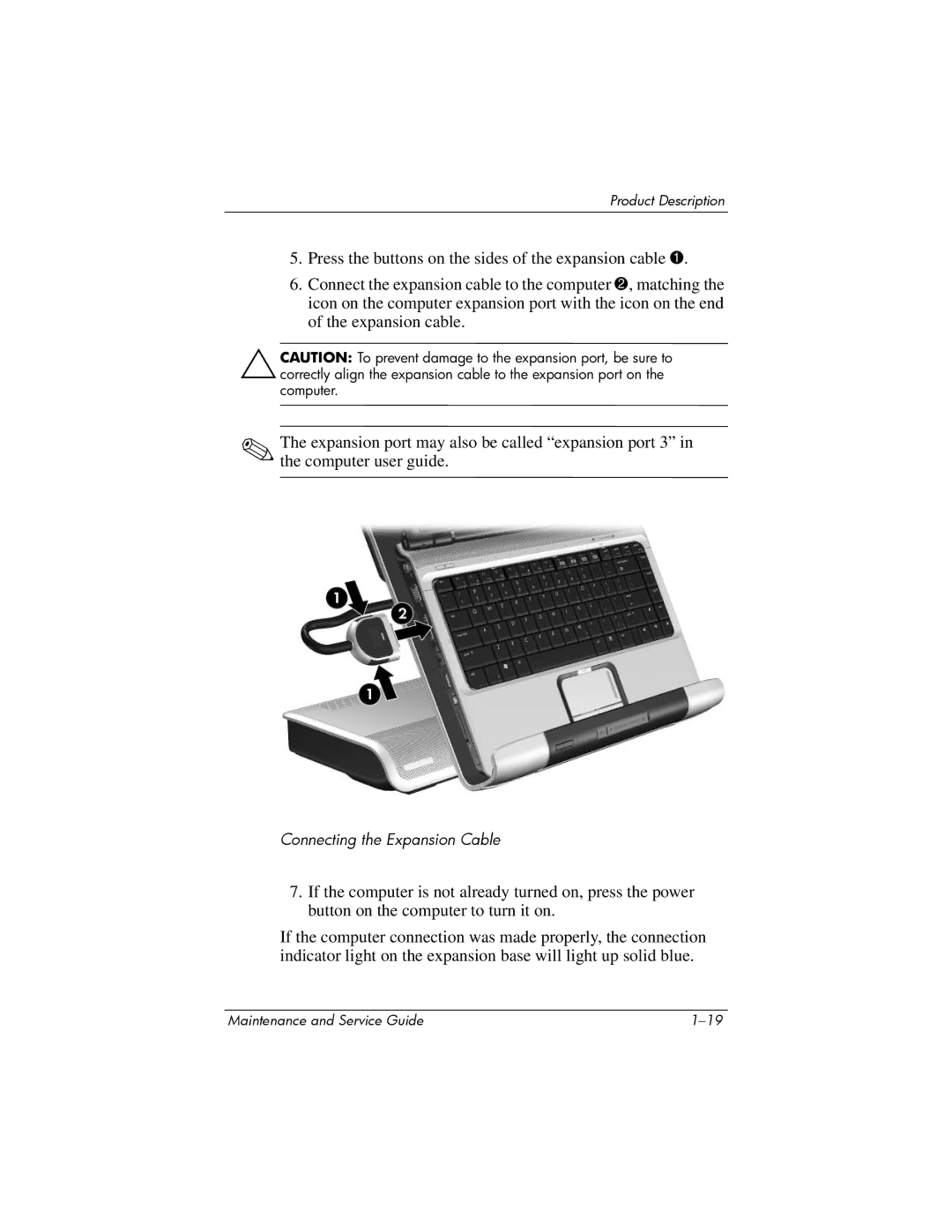 HP Docking Station XB3000 manual Connecting the Expansion Cable 