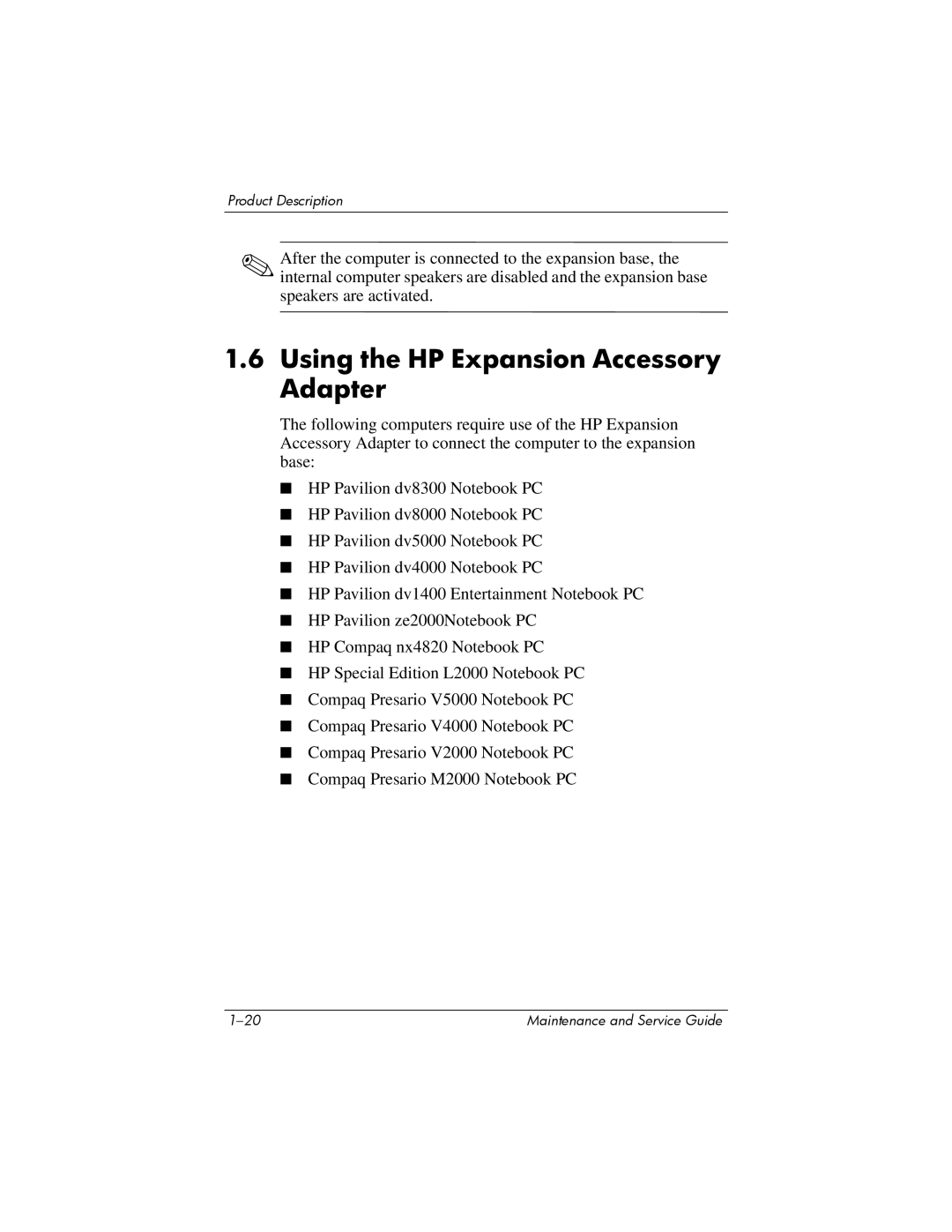 HP Docking Station XB3000 manual Using the HP Expansion Accessory Adapter 