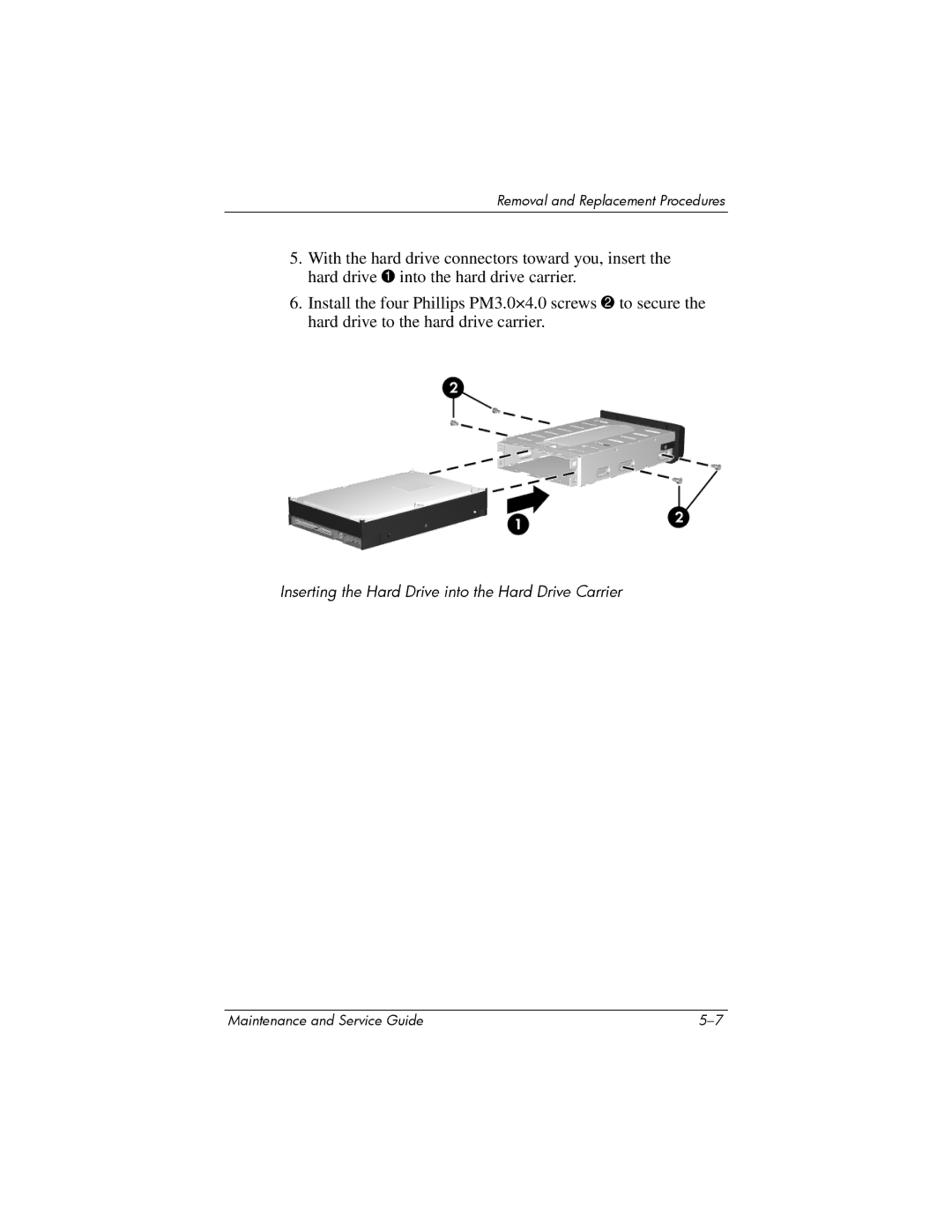 HP Docking Station XB3000 manual Inserting the Hard Drive into the Hard Drive Carrier 