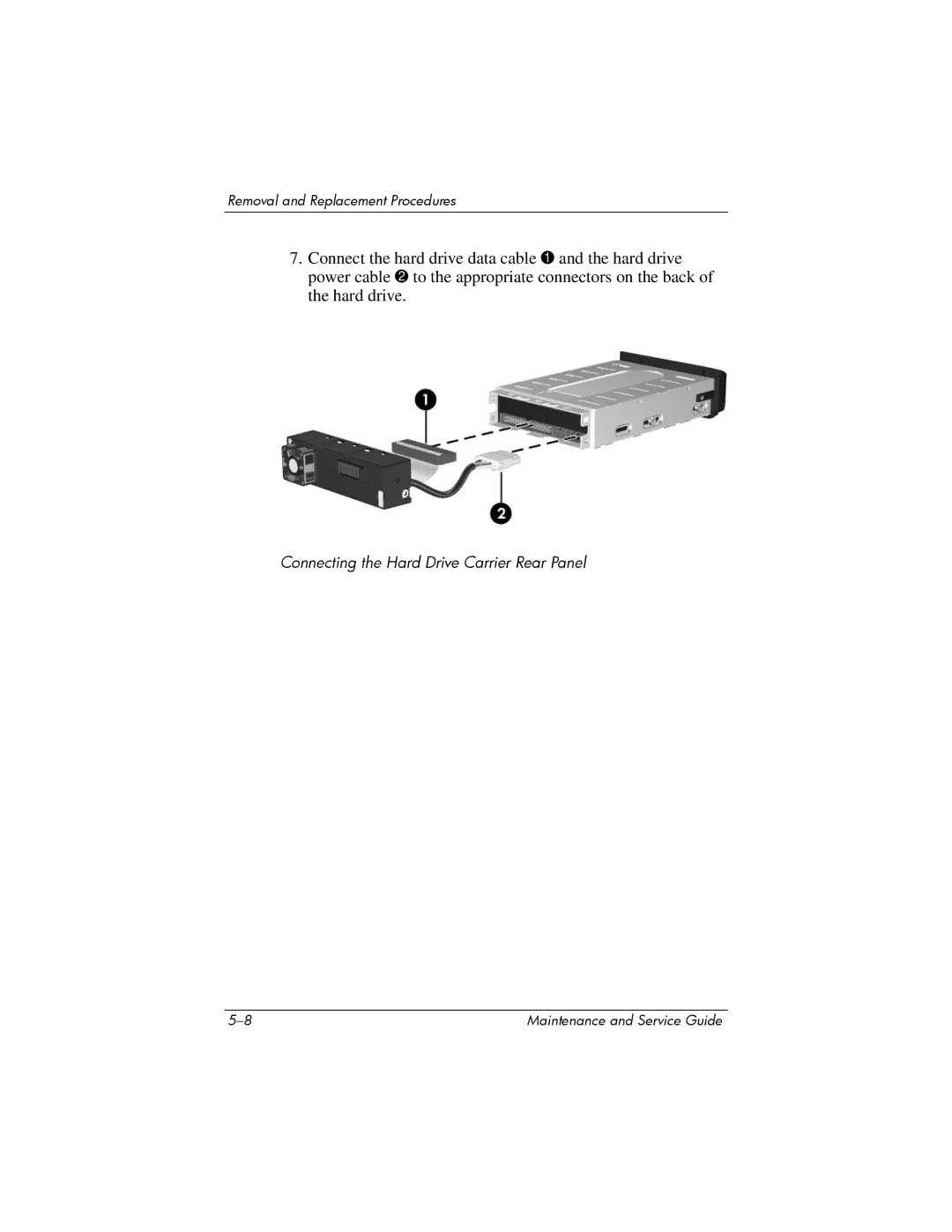 HP Docking Station XB3000 manual Connecting the Hard Drive Carrier Rear Panel 