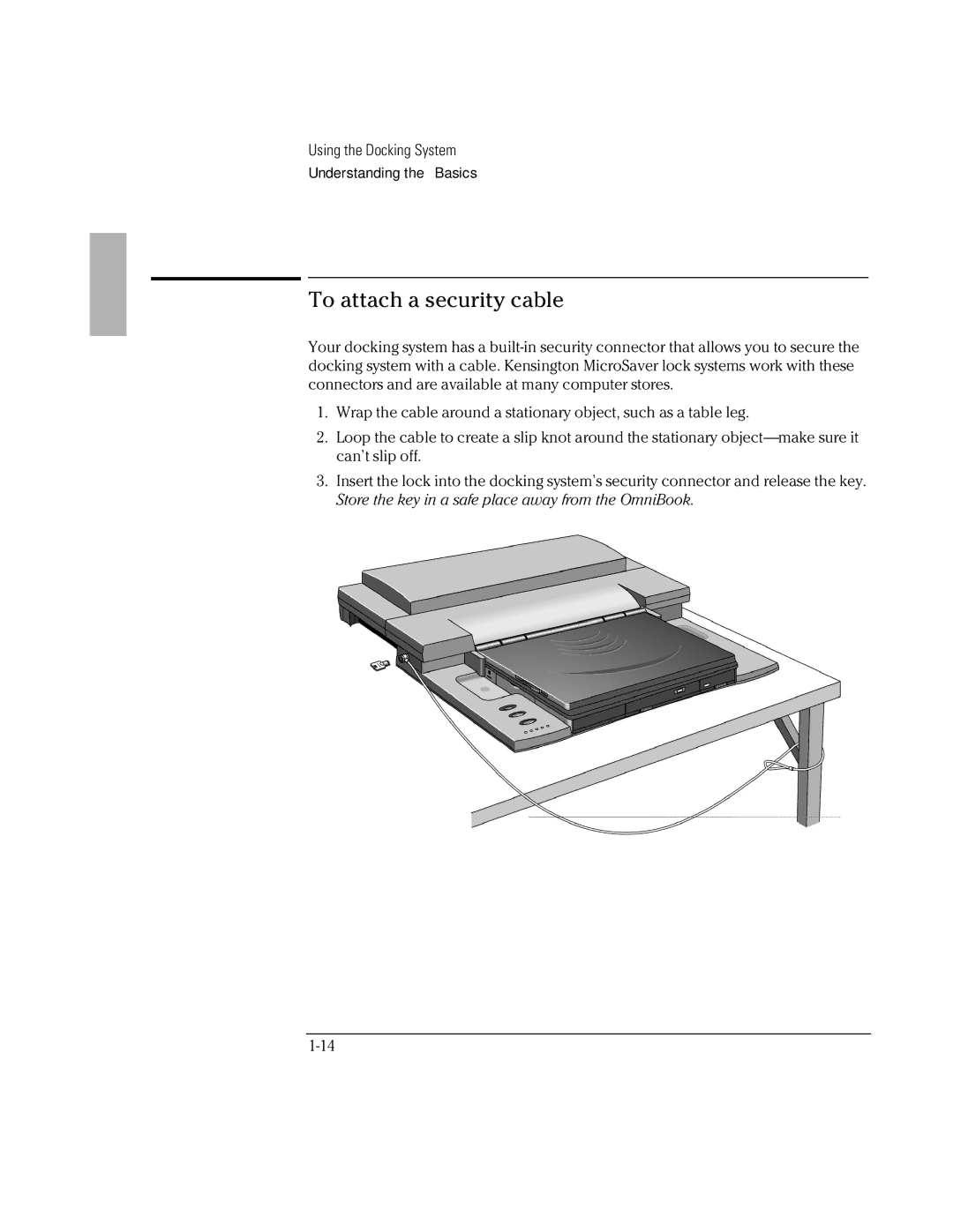 HP Docking System manual To attach a security cable 